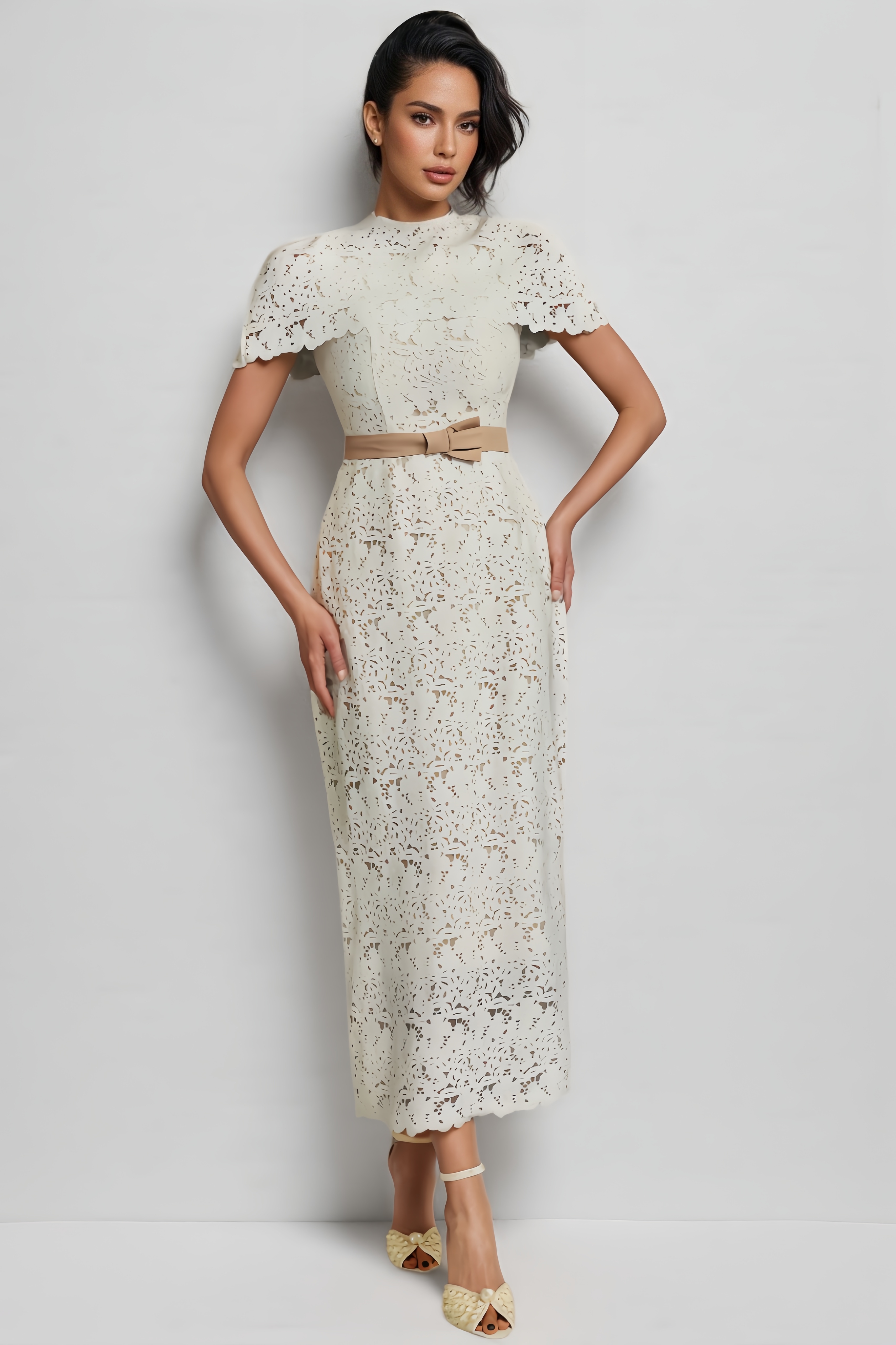 Zia Cape Embroidered Midi Dress