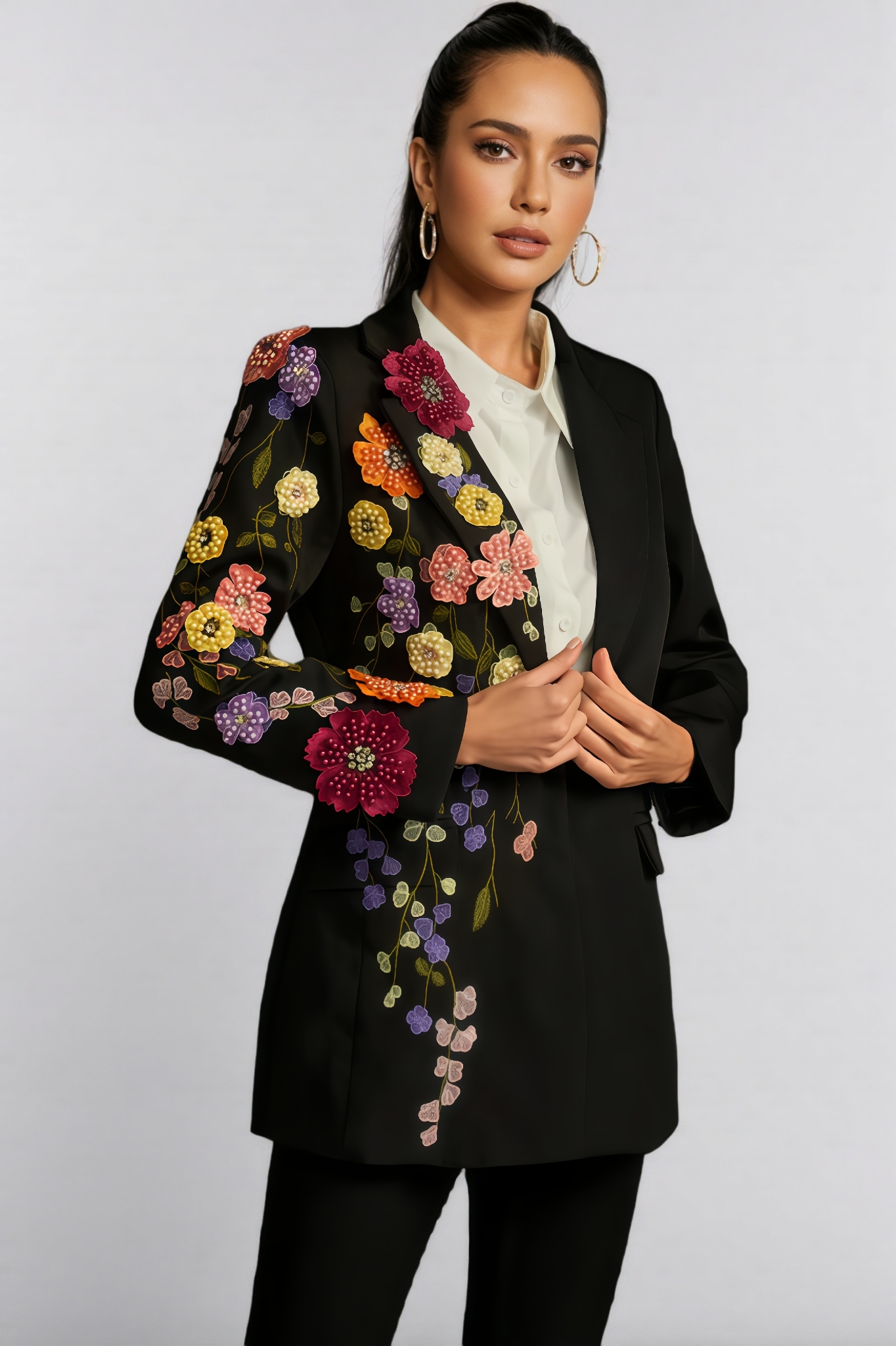 Lyeic Flower Embroidered Blazer