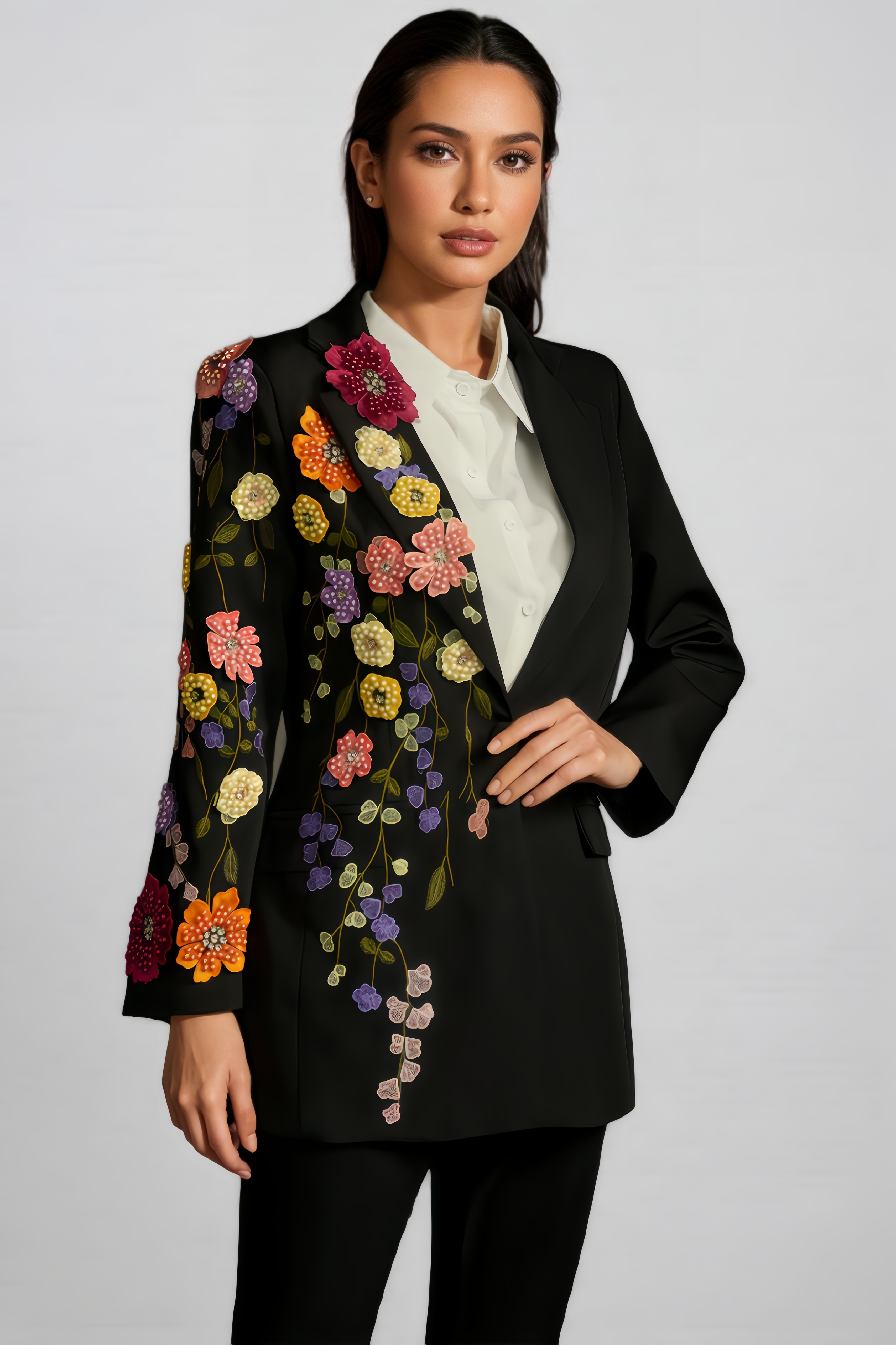 Lyeic Flower Embroidered Blazer