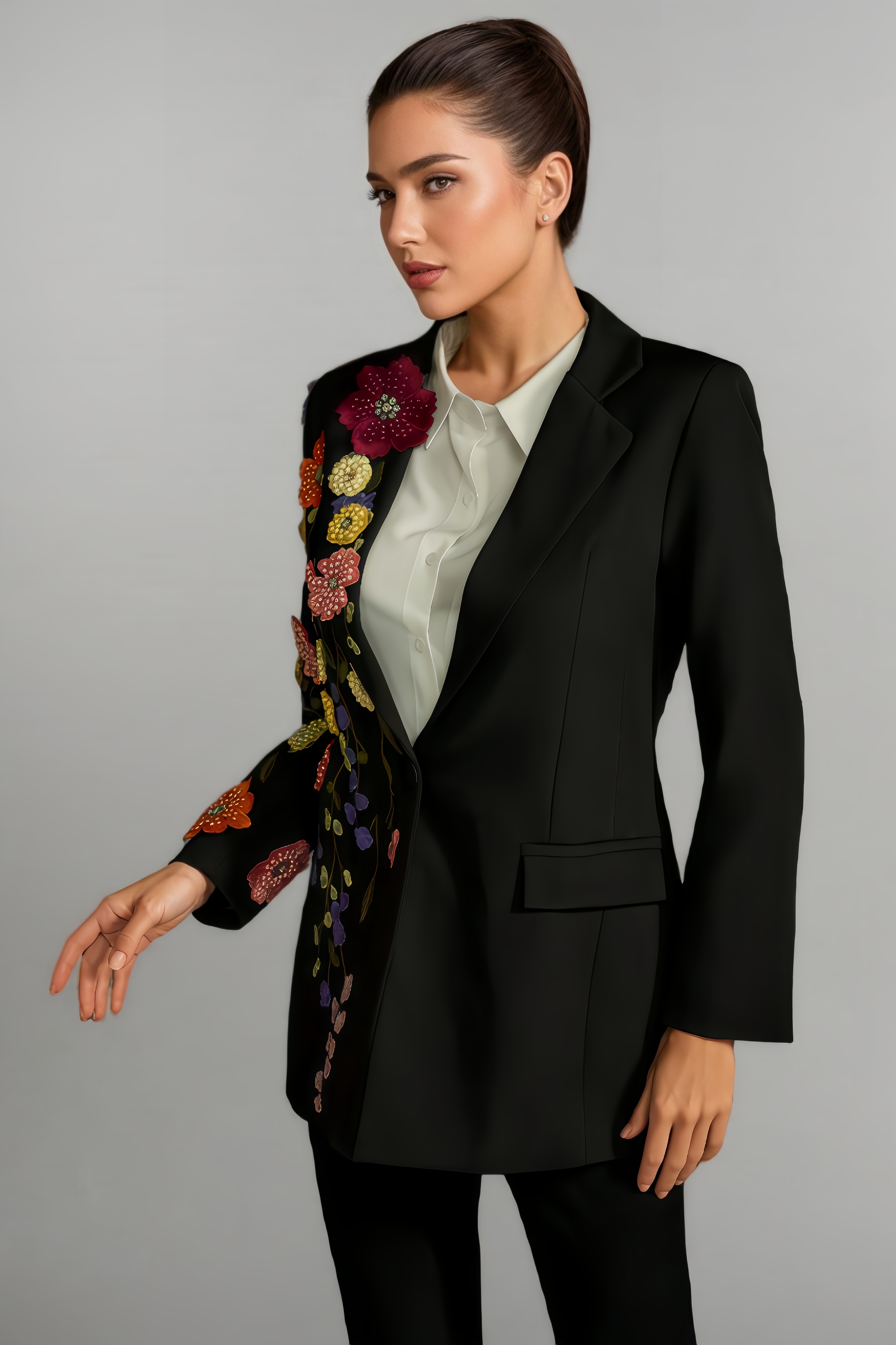 Lyeic Flower Embroidered Blazer