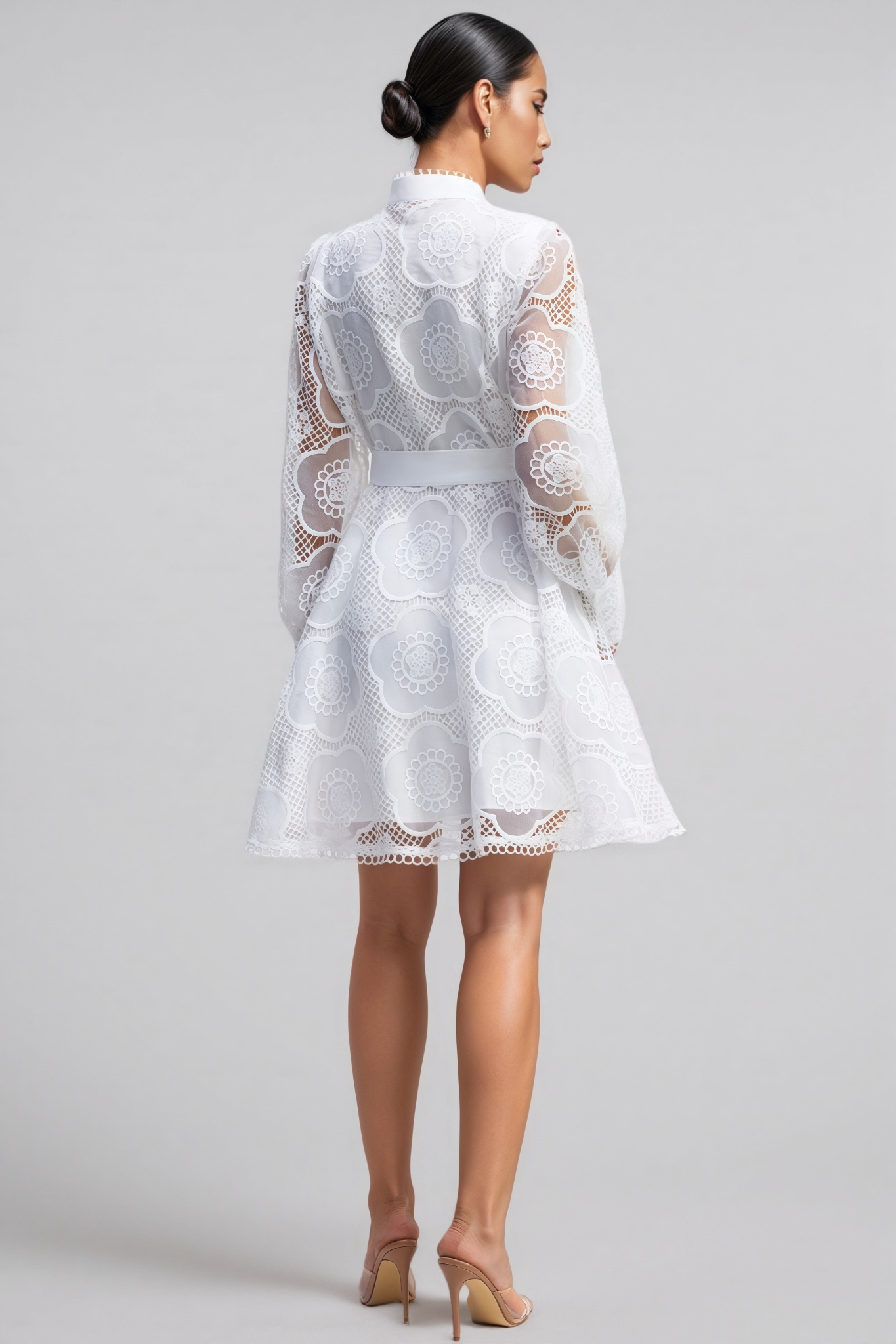 Alice Floral Lace Lantern Sleeve Mini Dress