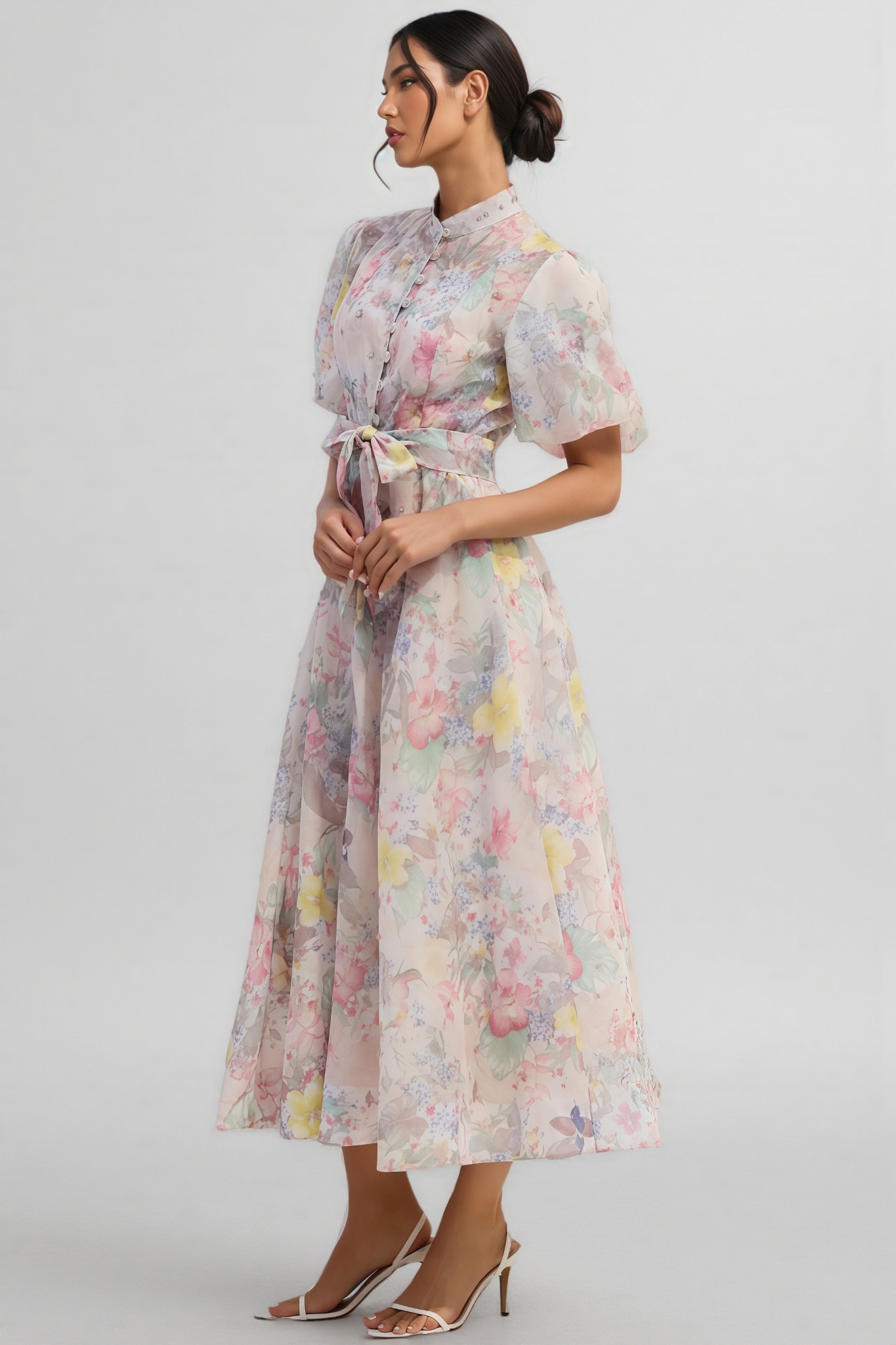 Kynllt Floral Print Puff Sleeve Maxi Dress