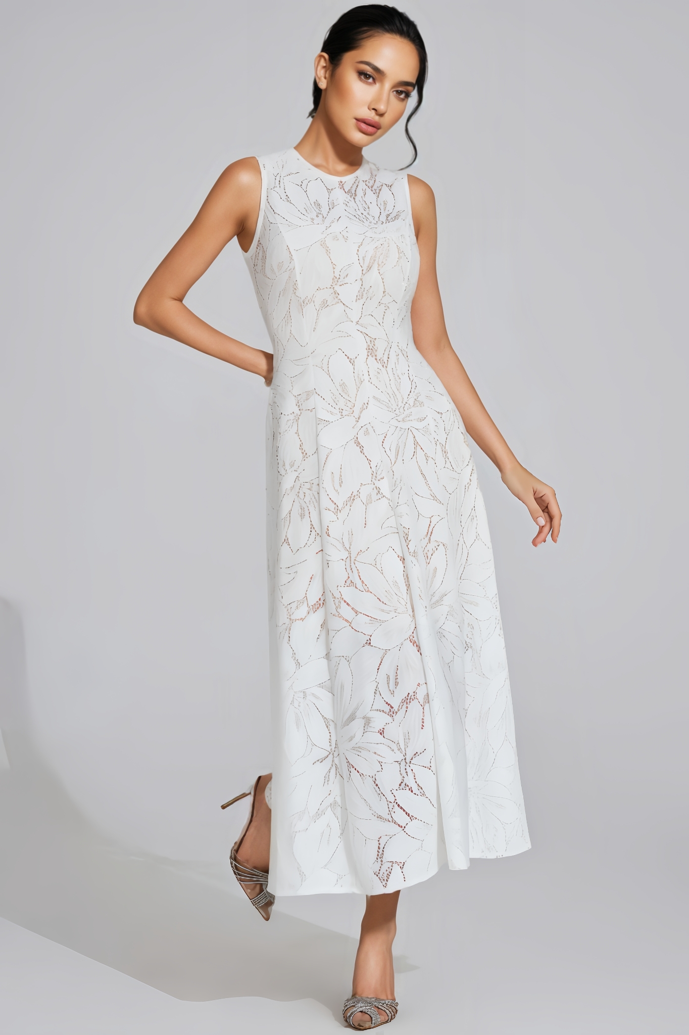 Alreem White Lace Maxi Dress