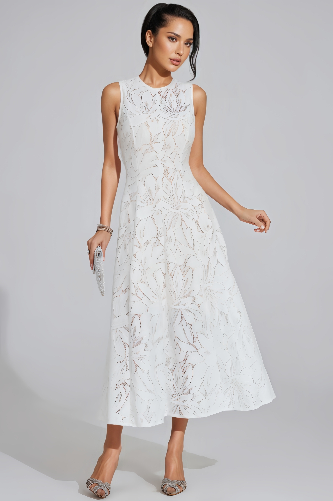 Alreem White Lace Maxi Dress