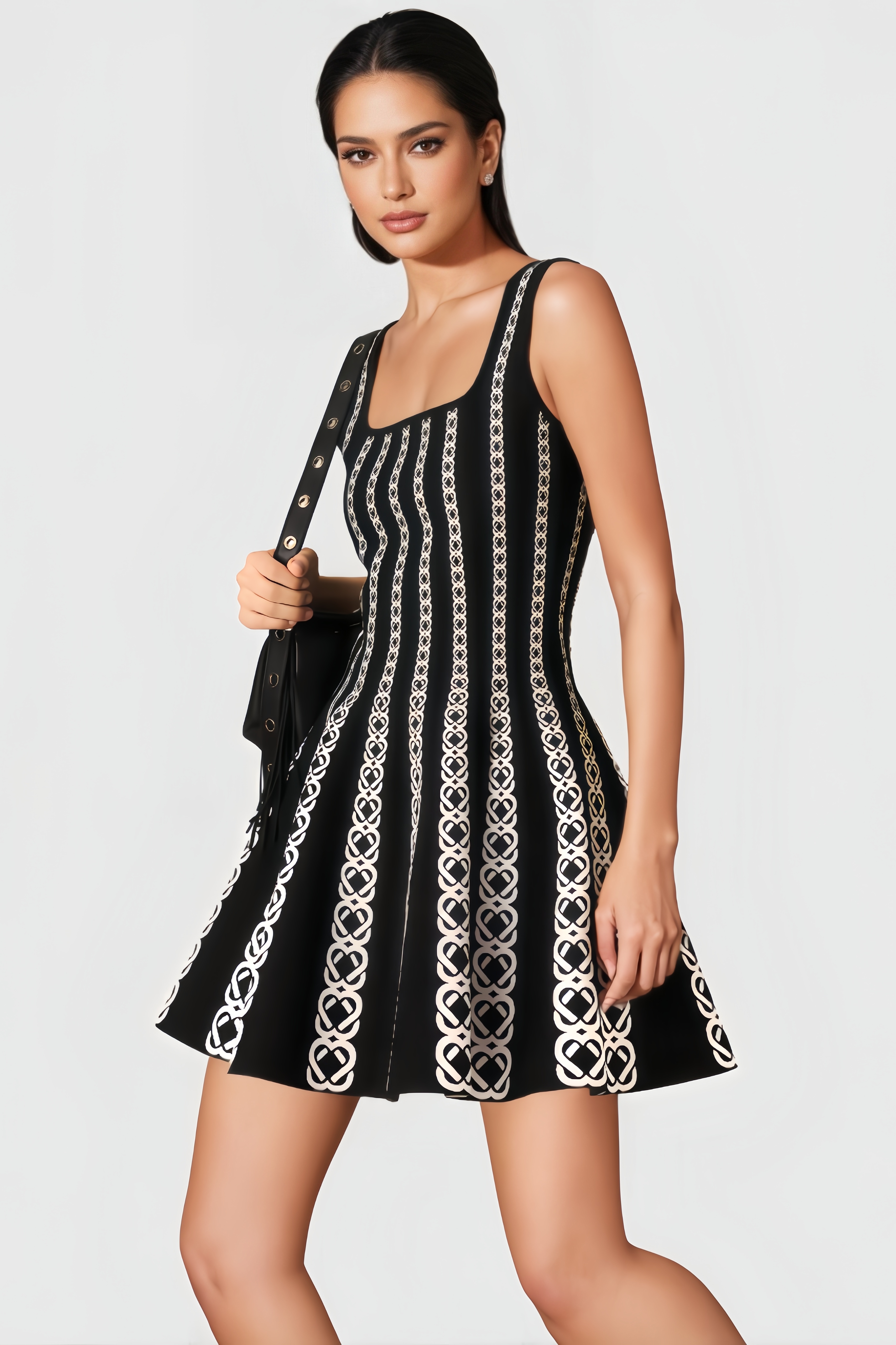 Vako High-Waisted Flared Mini Dress