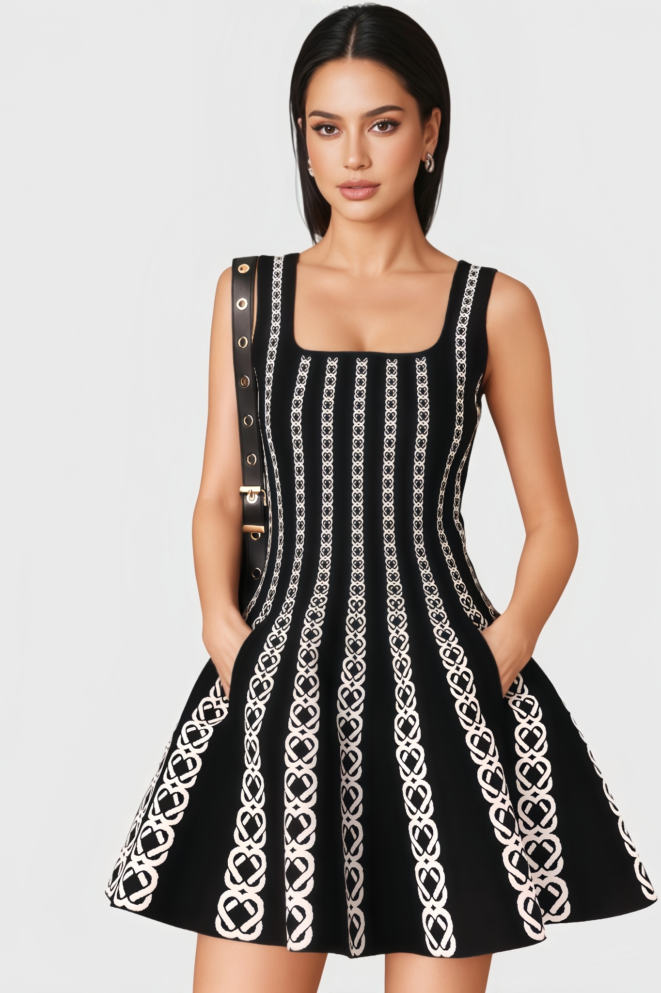 Vako High-Waisted Flared Mini Dress