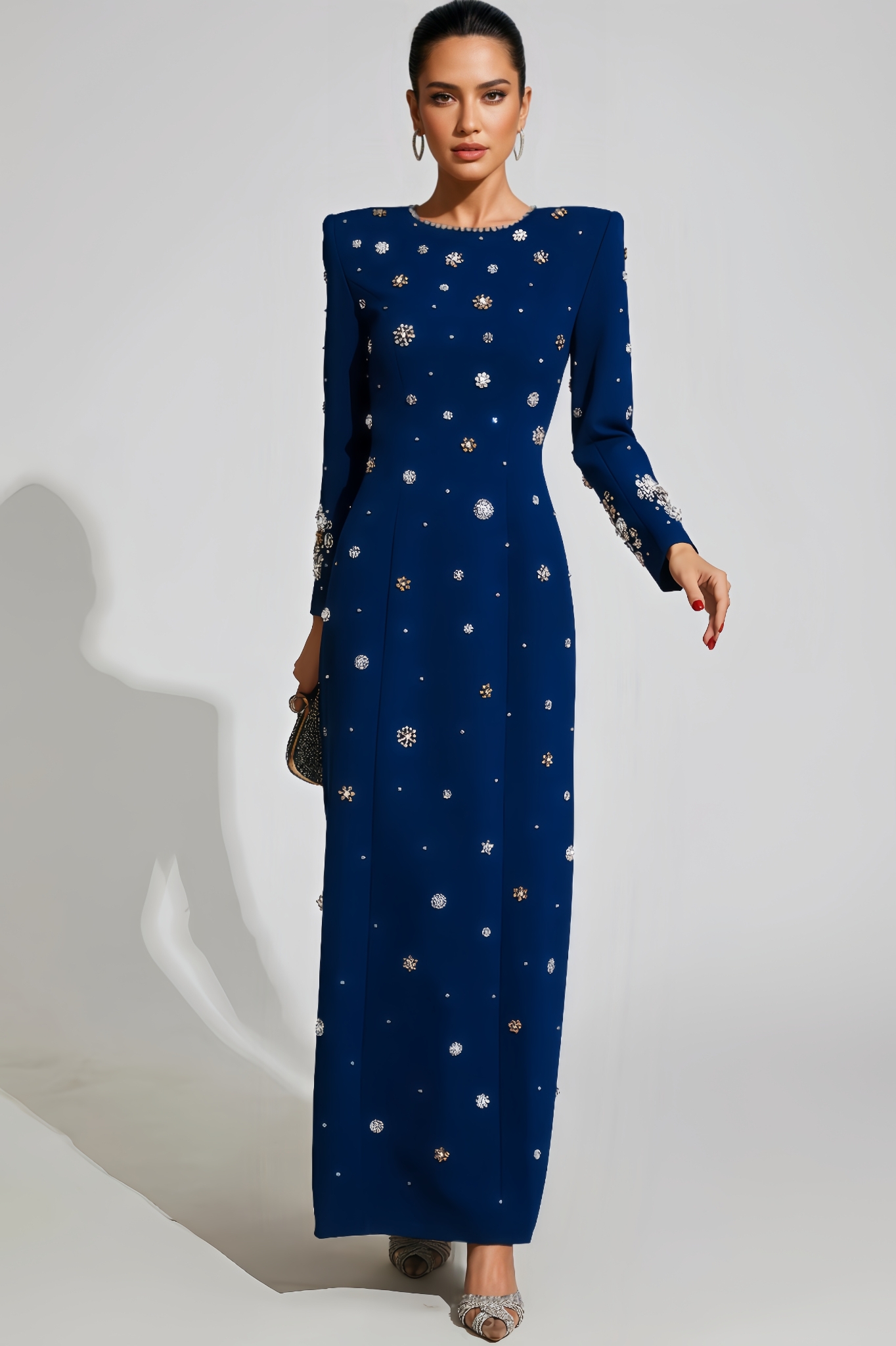 Cato Embellished Long Sleeve Maxi Dress