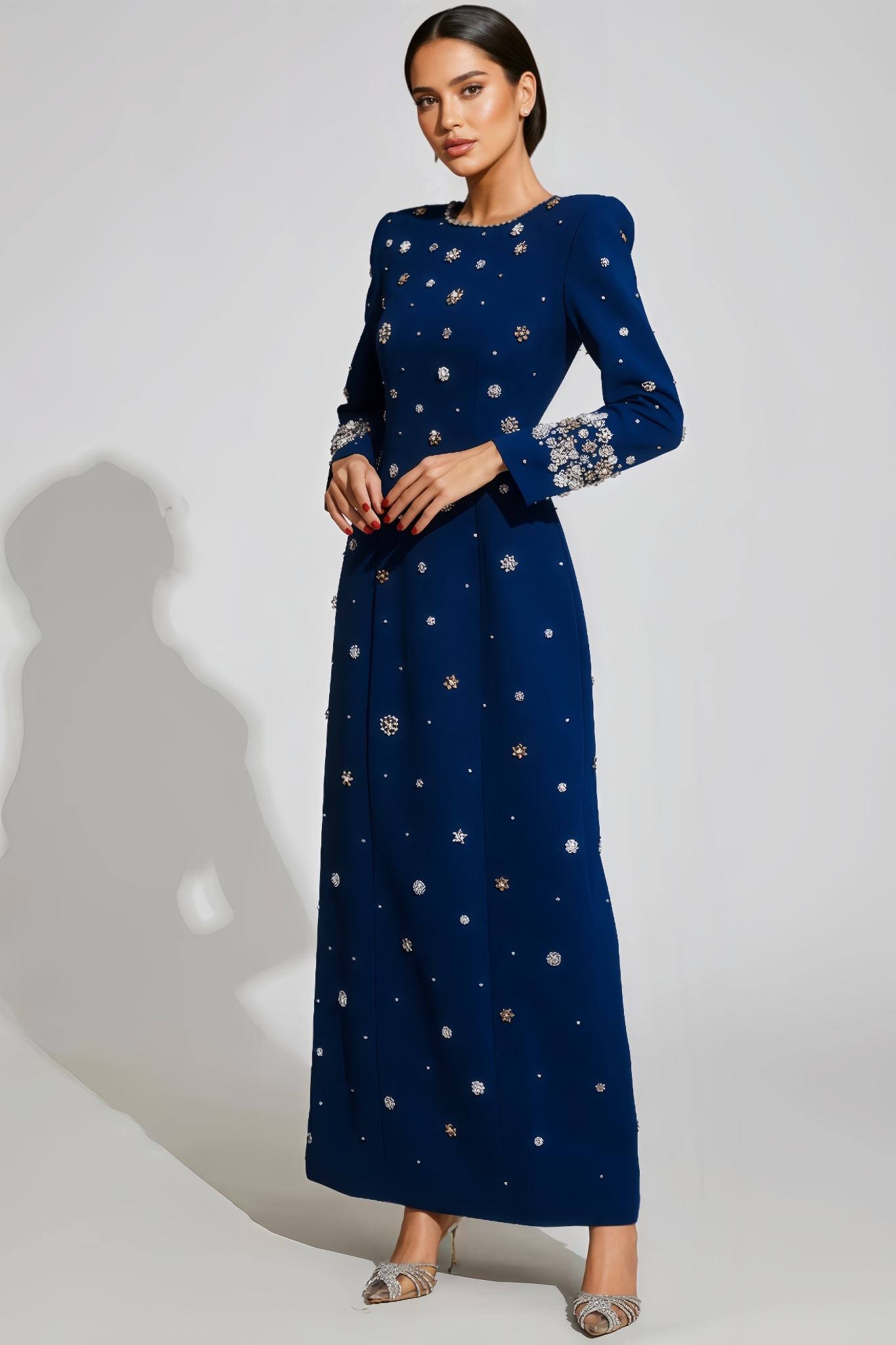 Cato Embellished Long Sleeve Maxi Dress