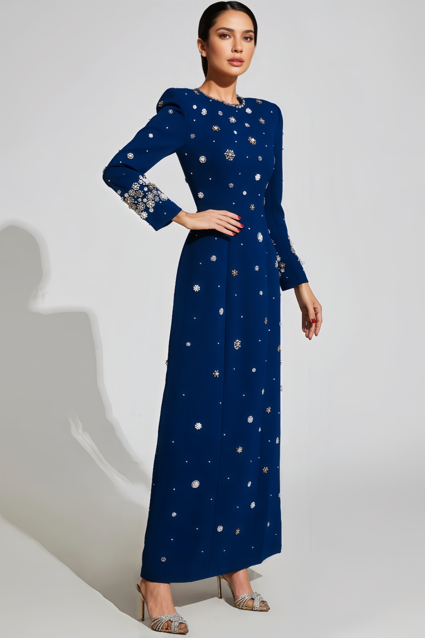 Cato Embellished Long Sleeve Maxi Dress