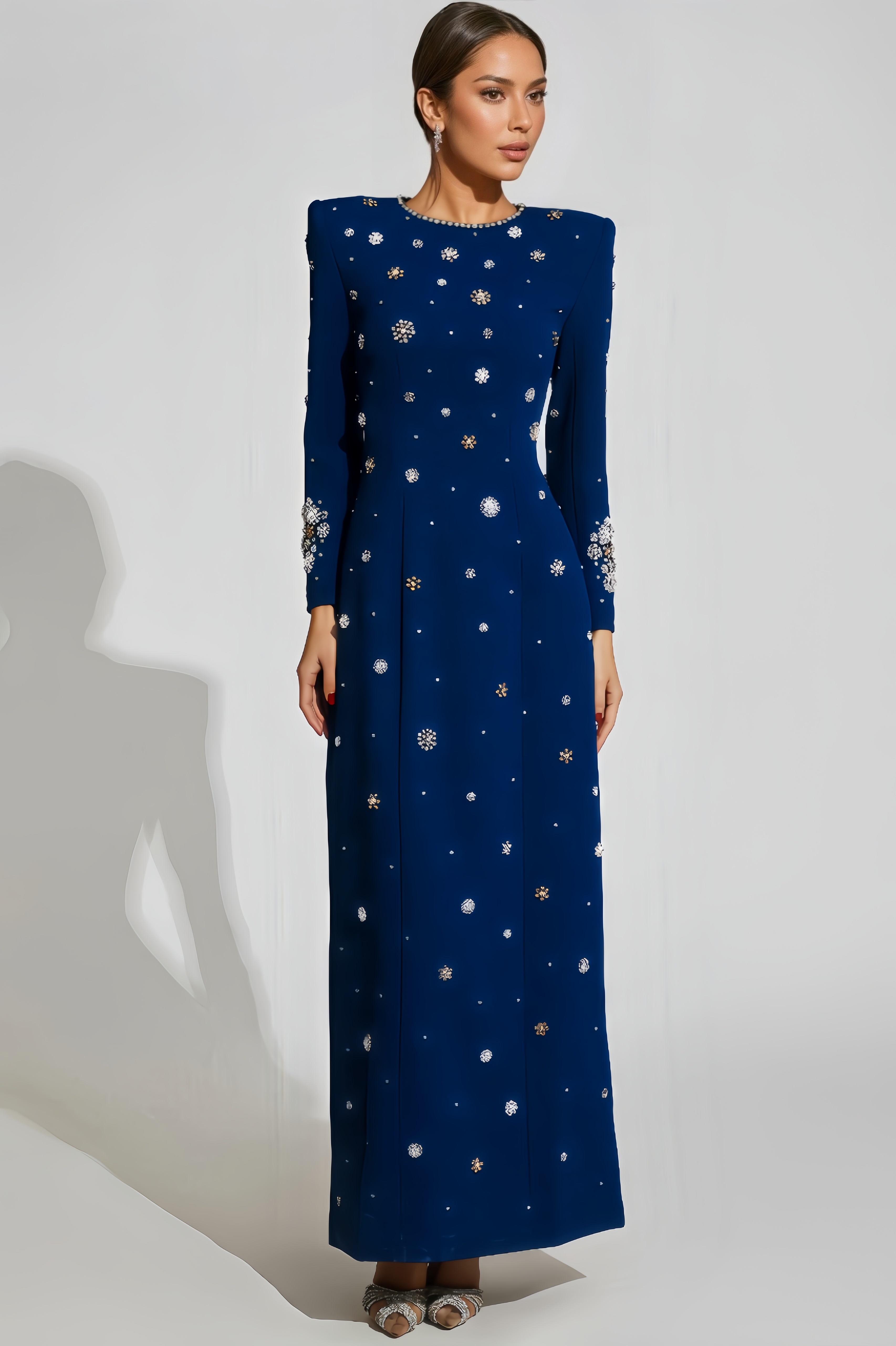 Cato Embellished Long Sleeve Maxi Dress
