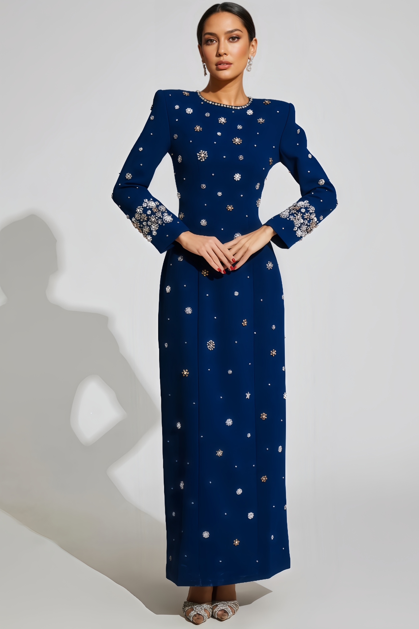 Cato Embellished Long Sleeve Maxi Dress