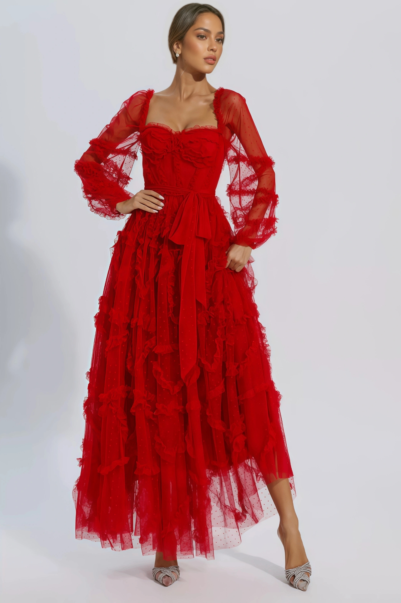 Bali Red Mesh Maxi Dress