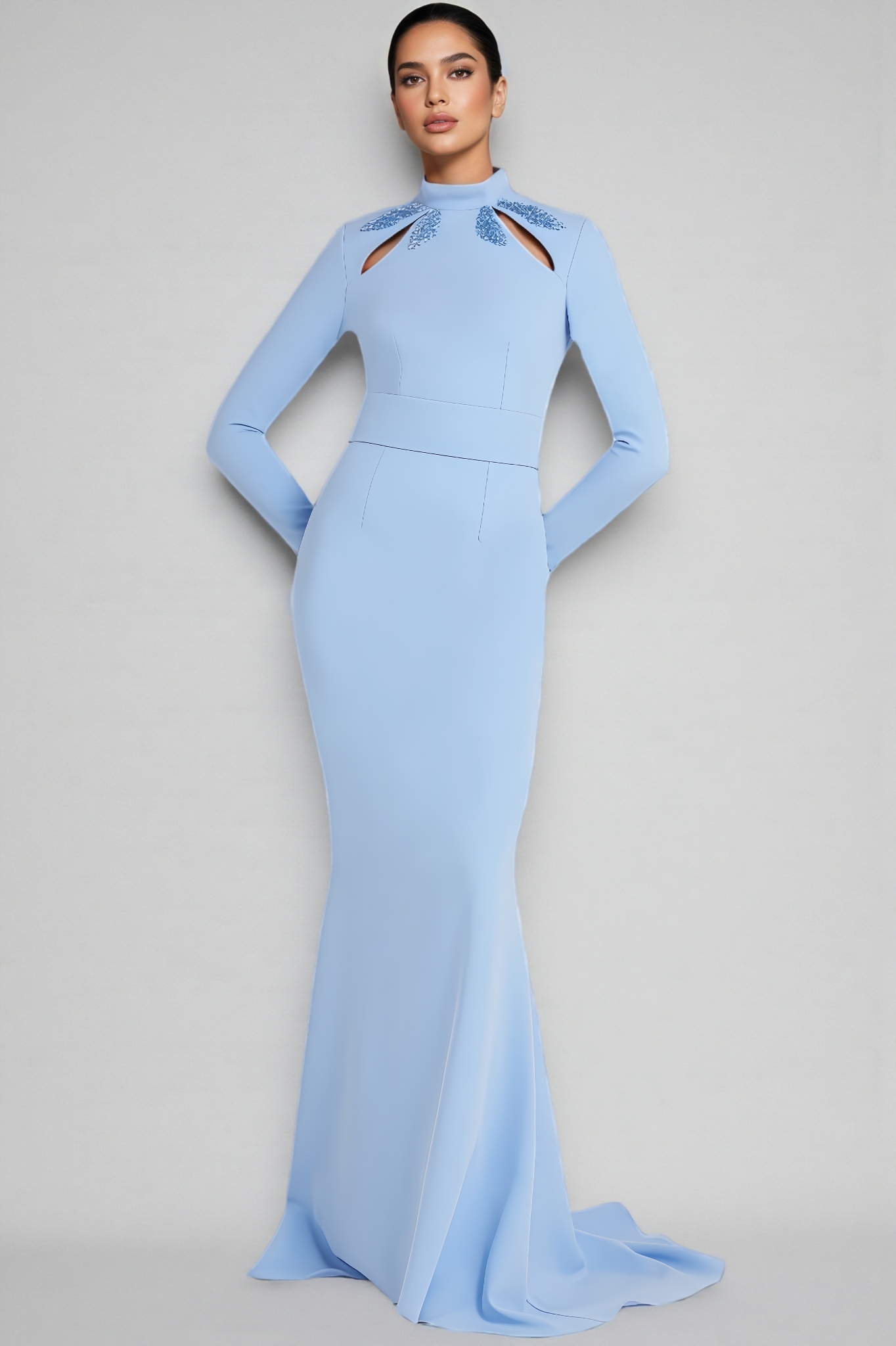 Rosel Leaf Embroidery Maxi Dress