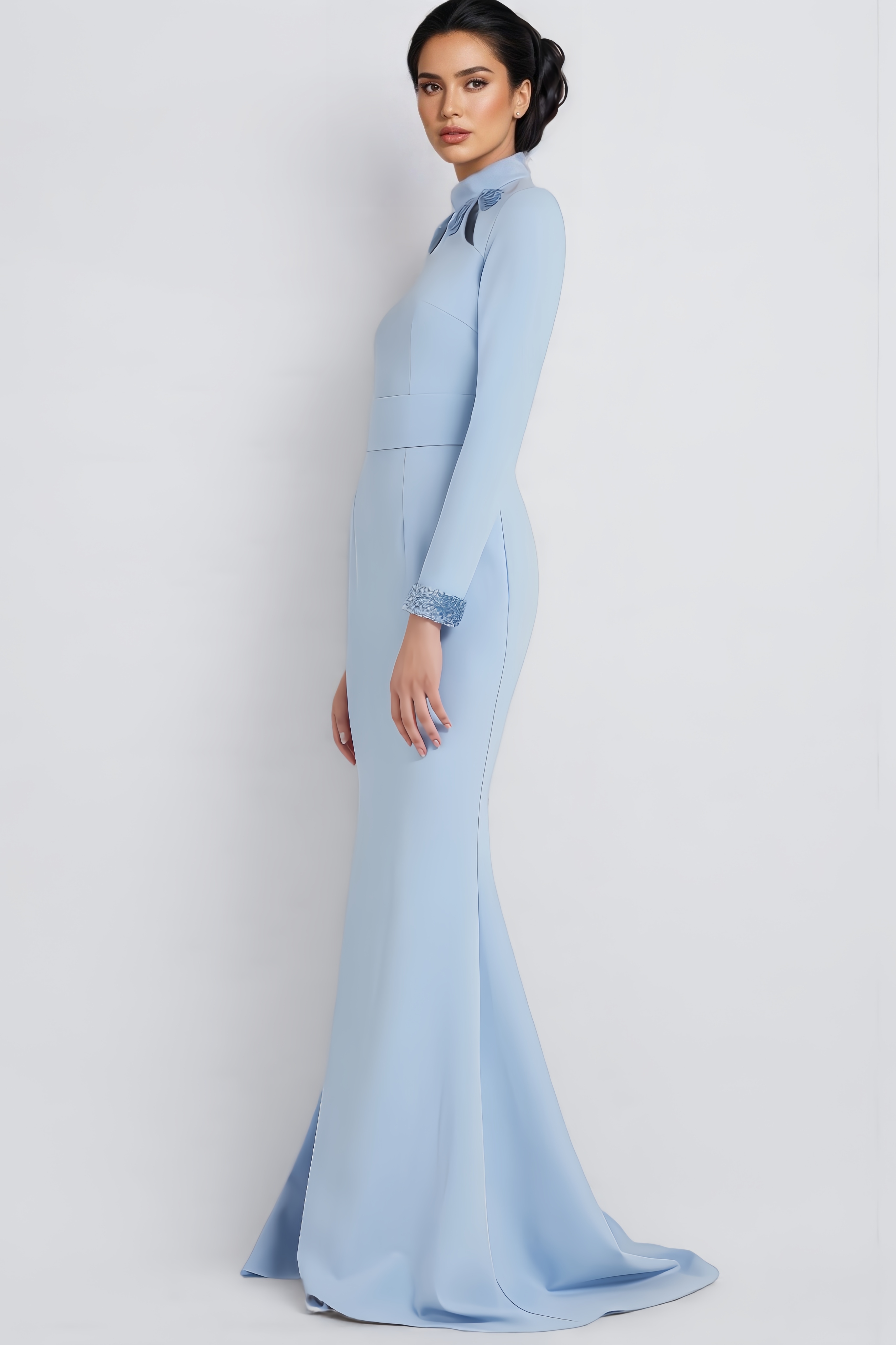 Rosel Leaf Embroidery Maxi Dress