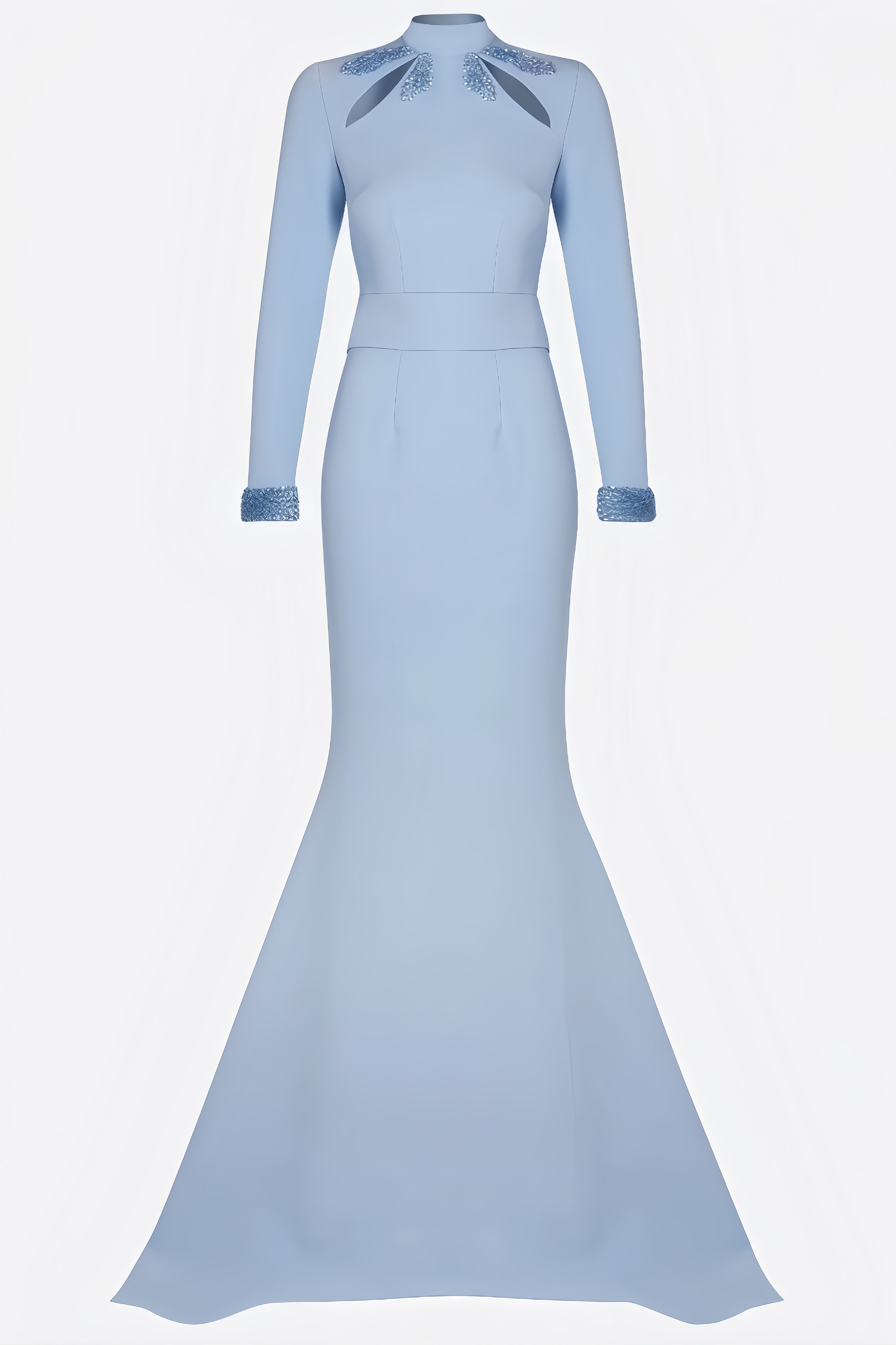 Rosel Leaf Embroidery Maxi Dress