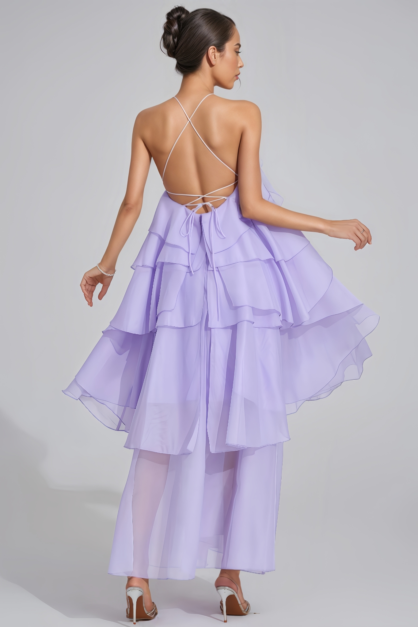 Eyola Purple Ruffle Maxi Dress