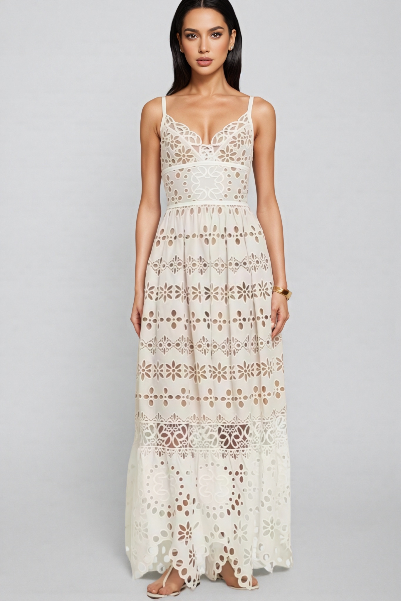 Wylie Lace and Cotton Silk Blend Maxi Dress