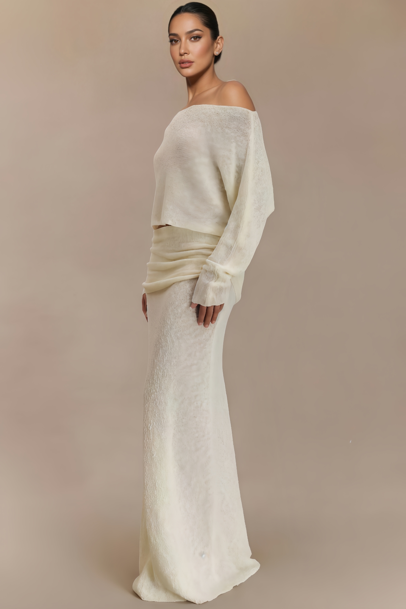 Lakei Ruched Knit Maxi Dress