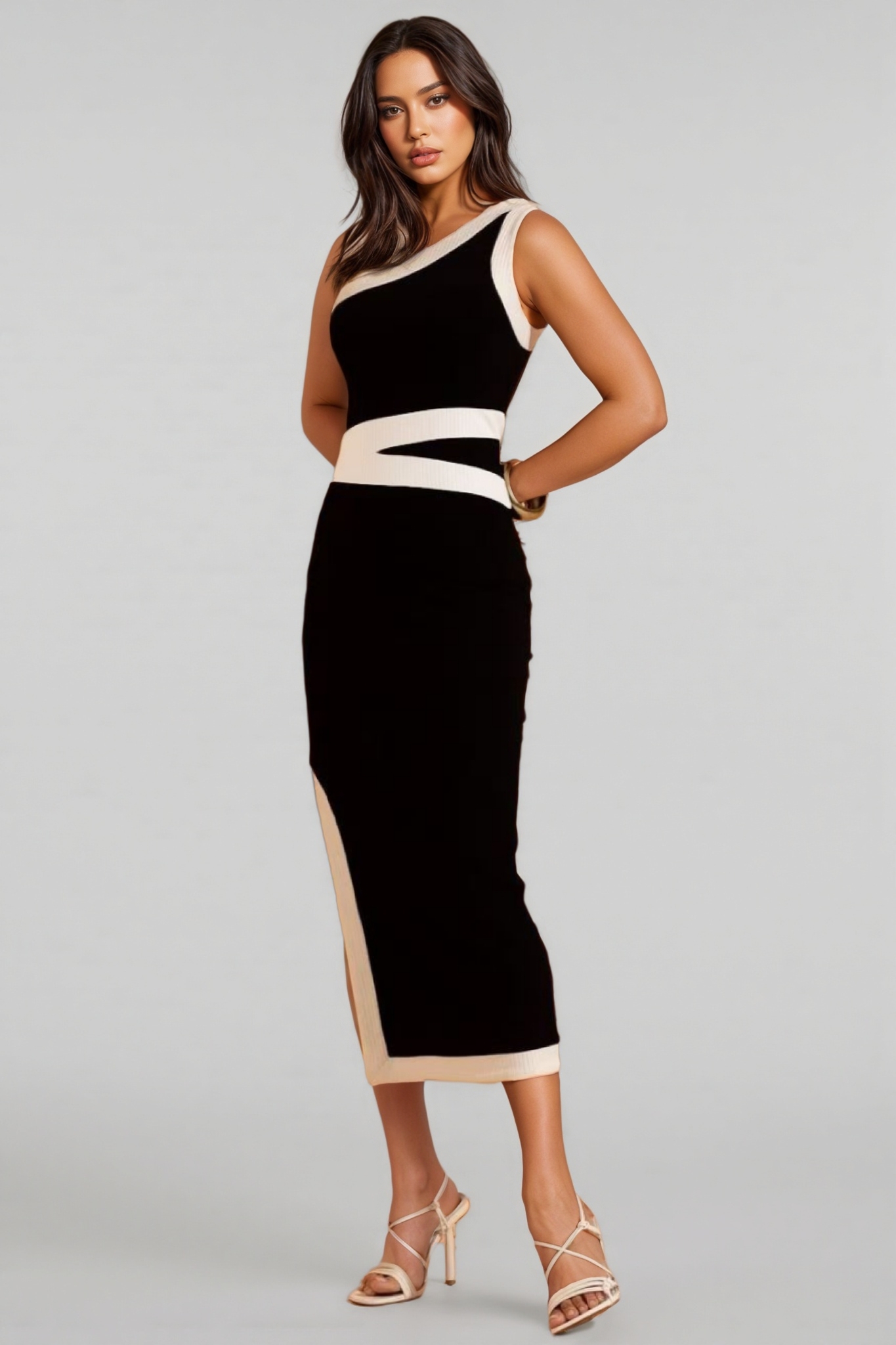 Gira One Shoulder Colour Block Maxi Dress