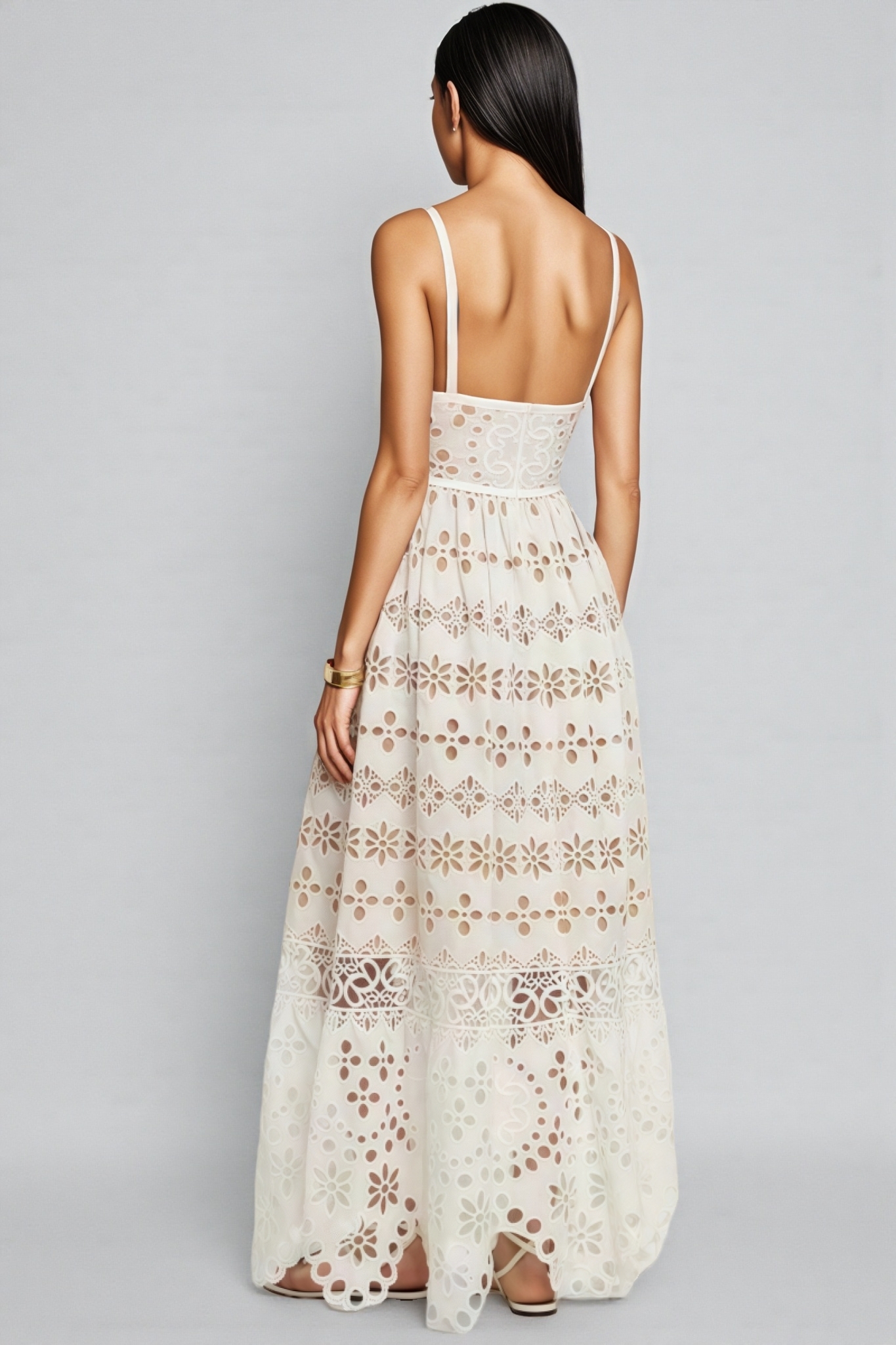 Wylie Lace and Cotton Silk Blend Maxi Dress