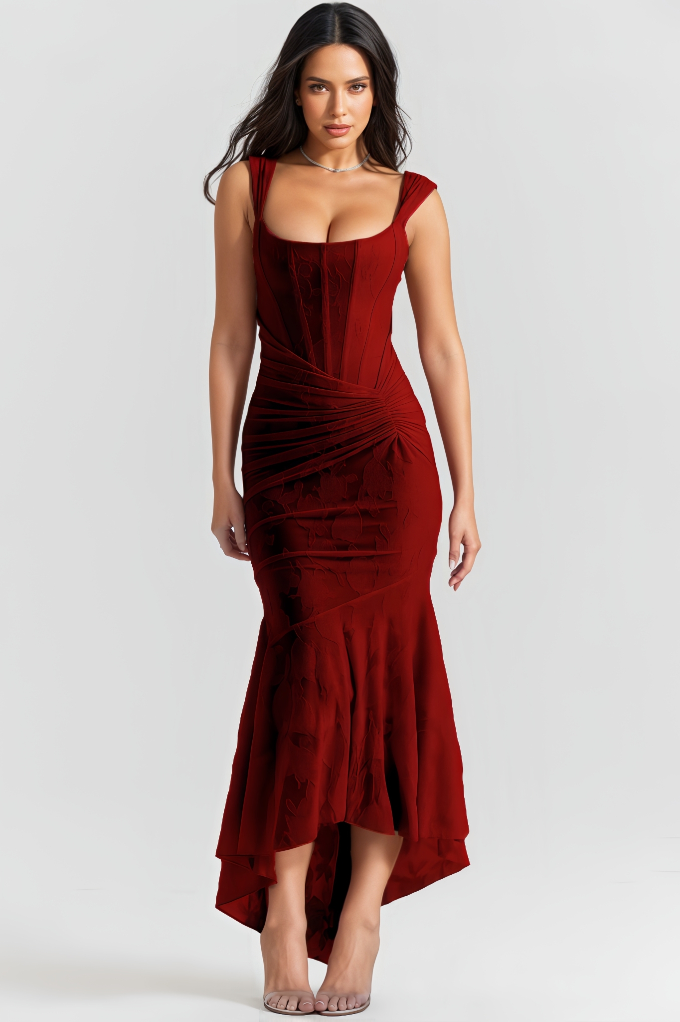Cynaf Red Floral Maxi Dress