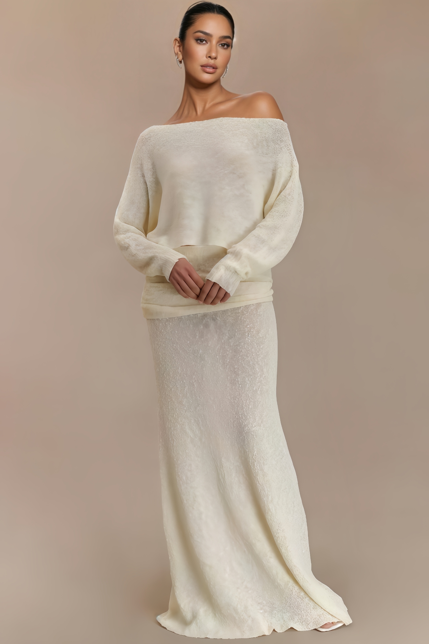 Lakei Ruched Knit Maxi Dress