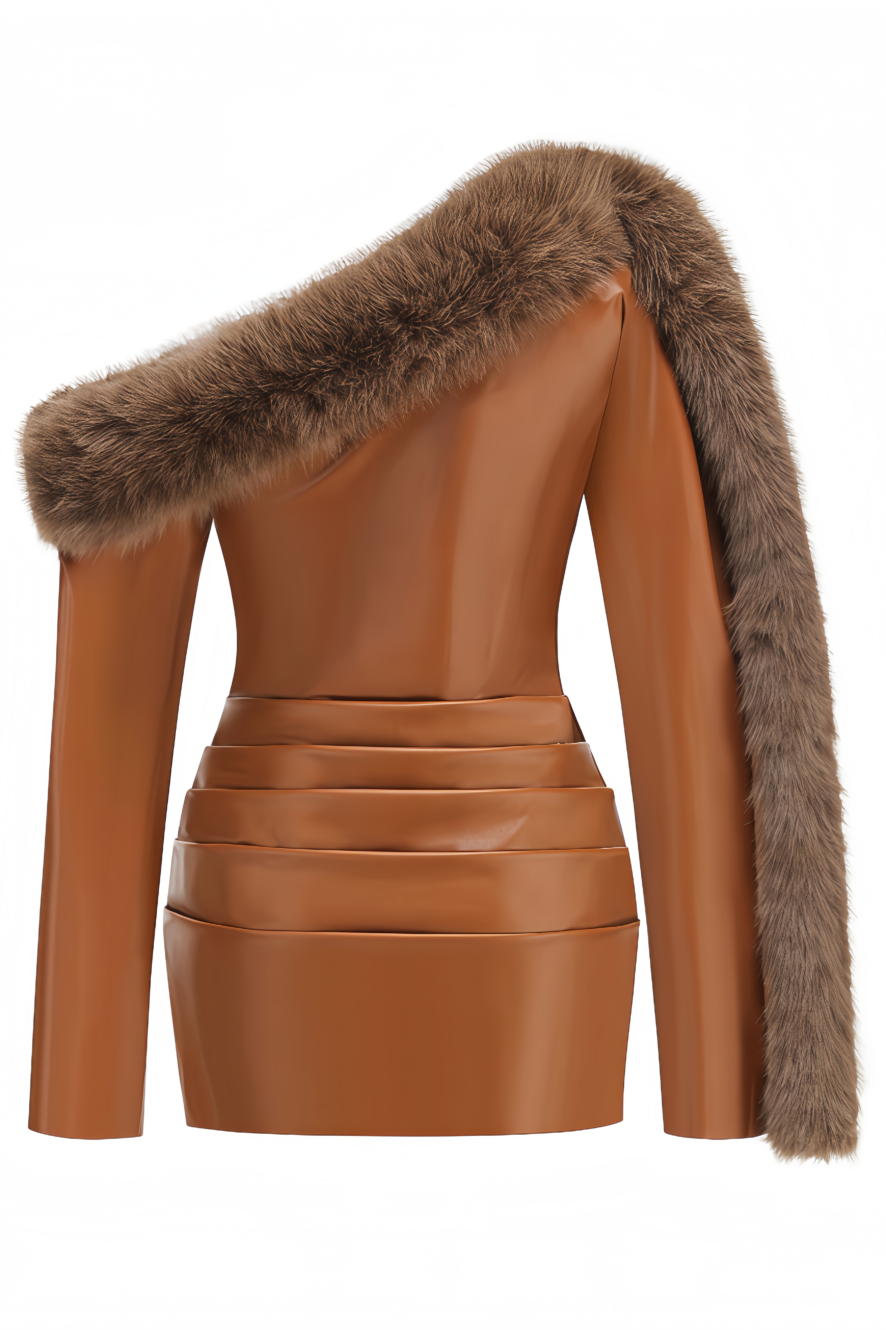 Neona Faux Fur Collar Trim Mini Dress