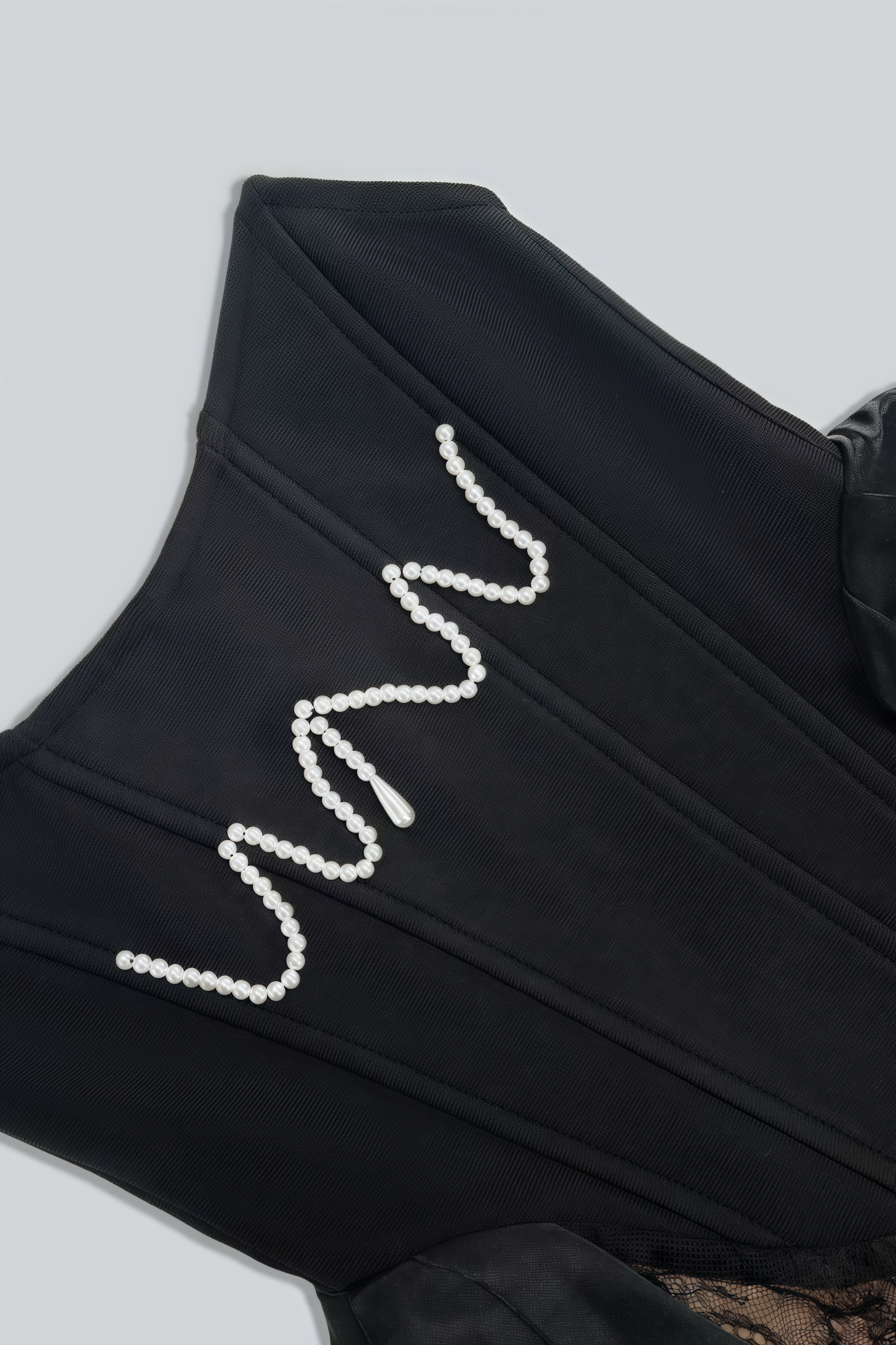 Viork Black Pearl Lace Mini Dress