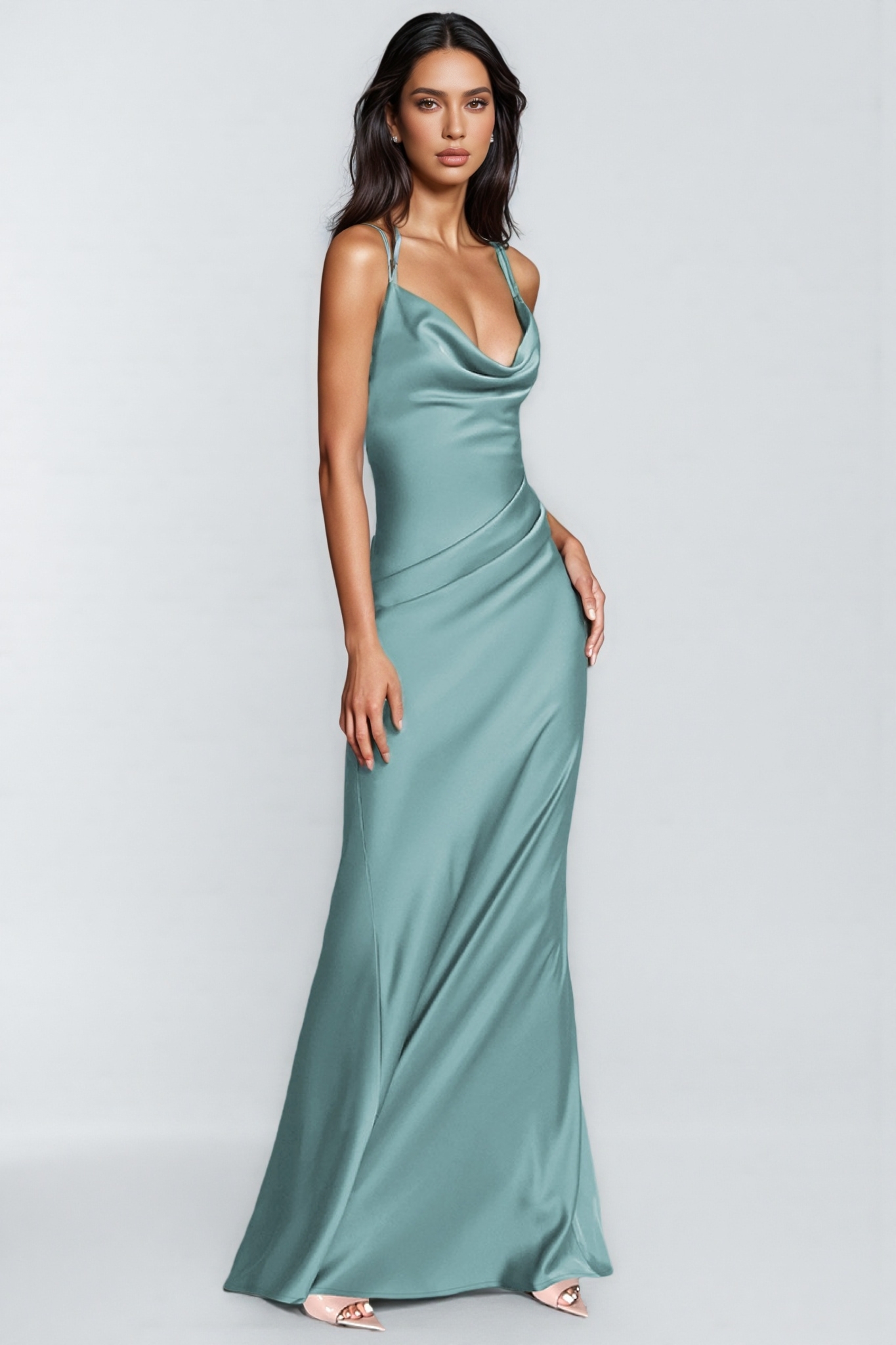 Makayah Satin Halter Neck Midi Dress