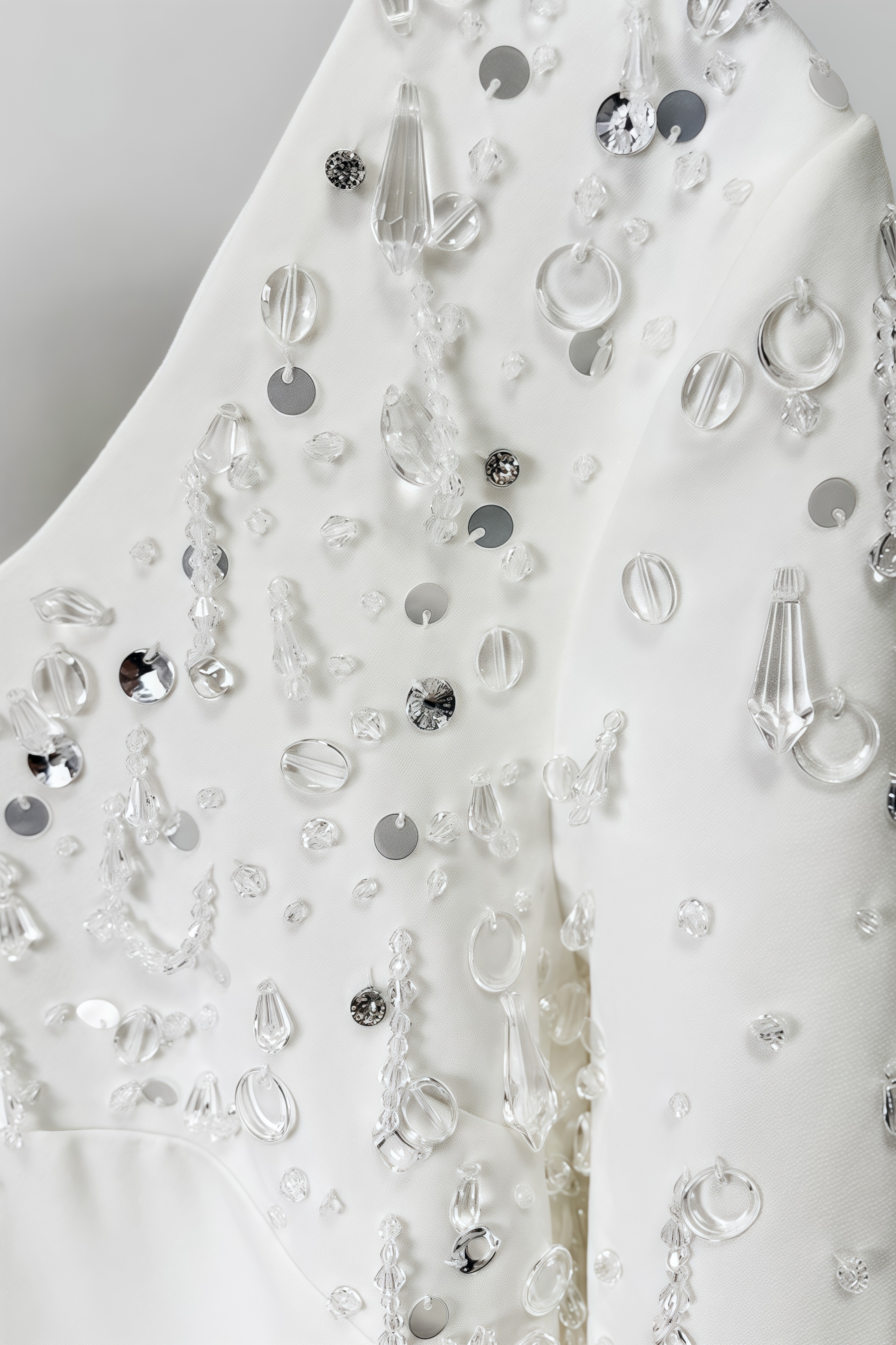 Owenfe White Beaded Diamond Mini Dress