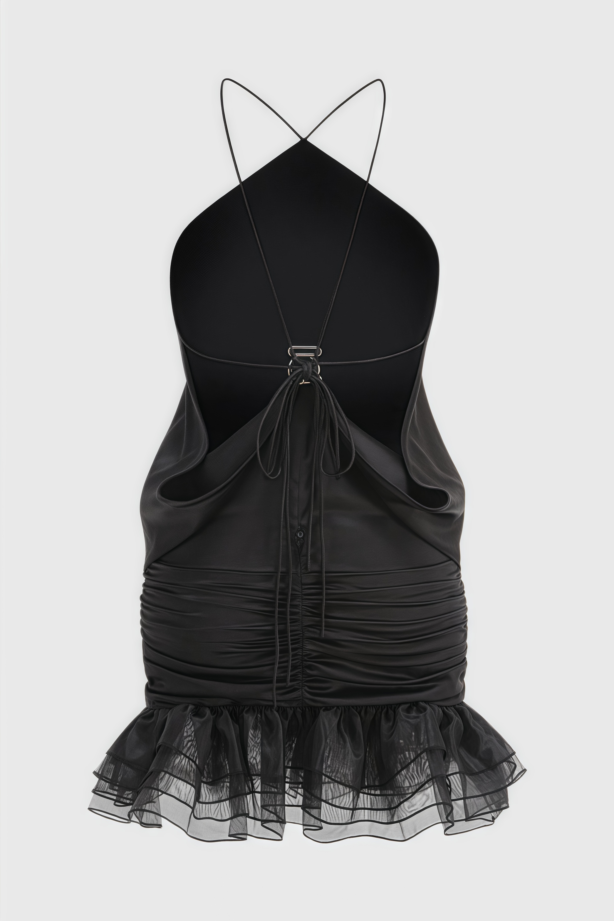 Faitd Black Strapless Backless Mini Dress