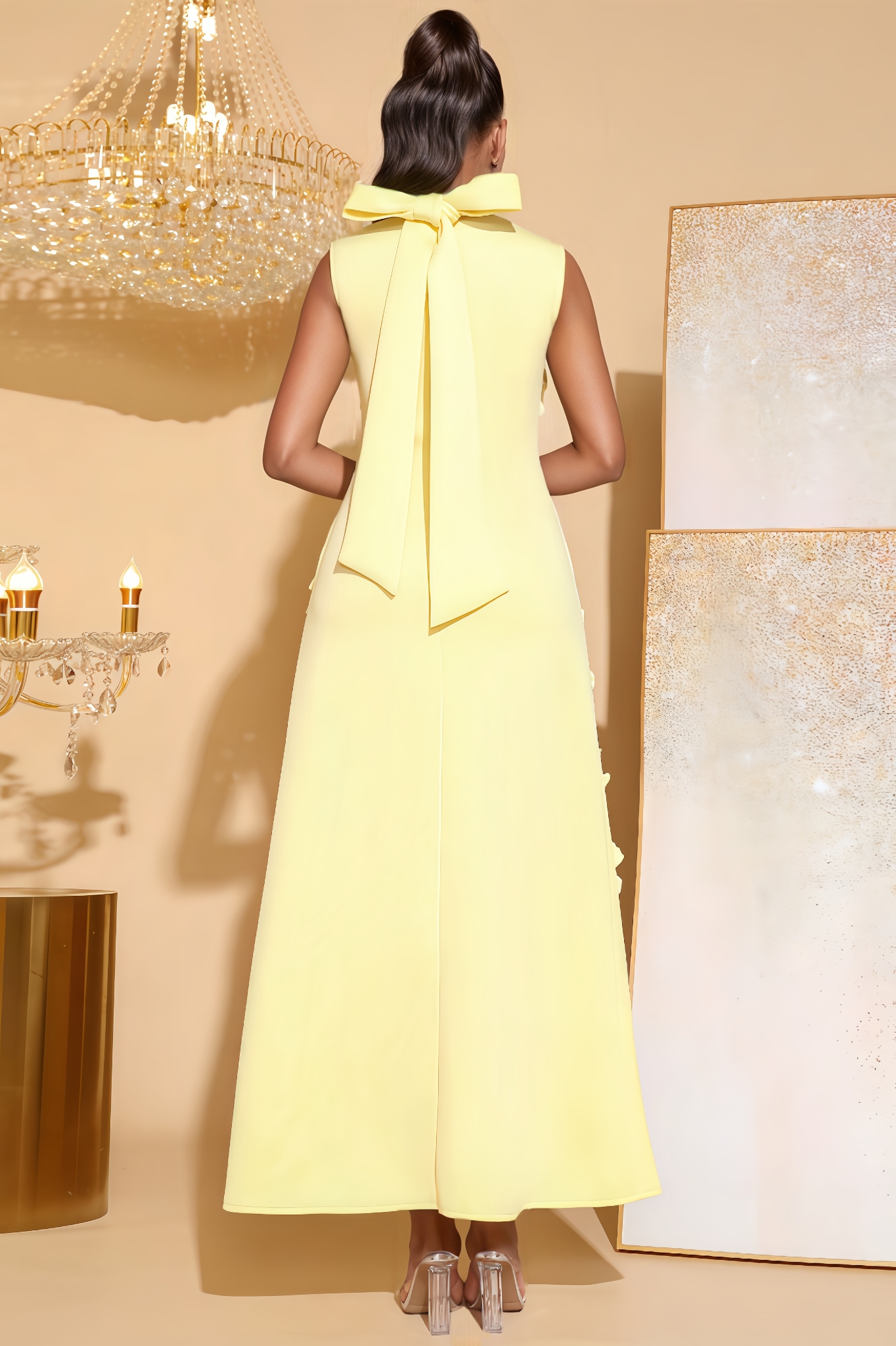 Liva Sleeveless 3D Floral Maxi Dress