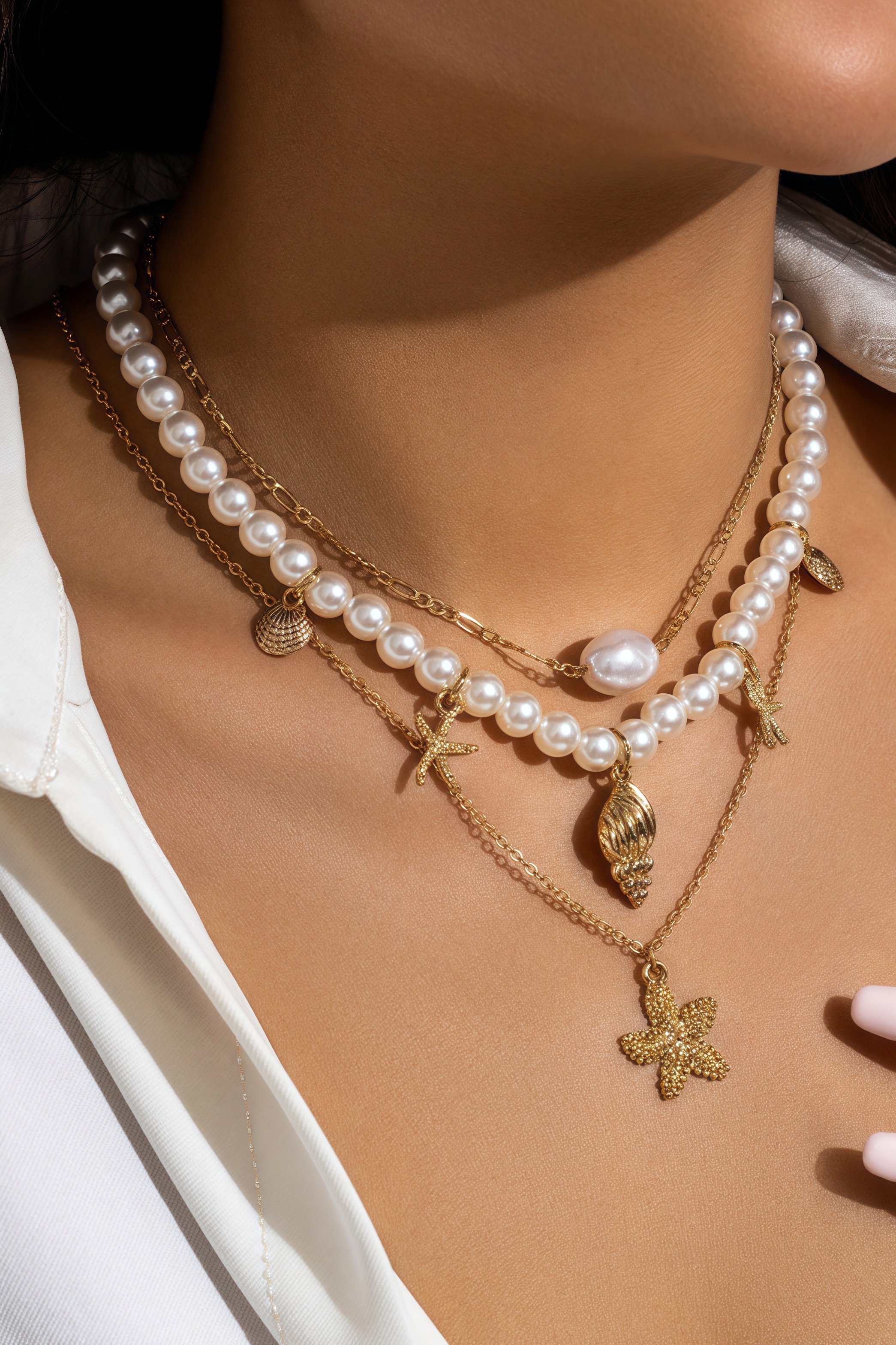 Xander Starfish Shells Pearl Necklace