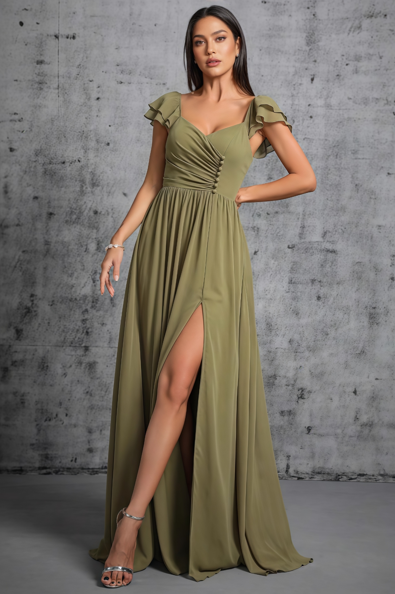 Eleni Strappy High-Slit Maxi Dress
