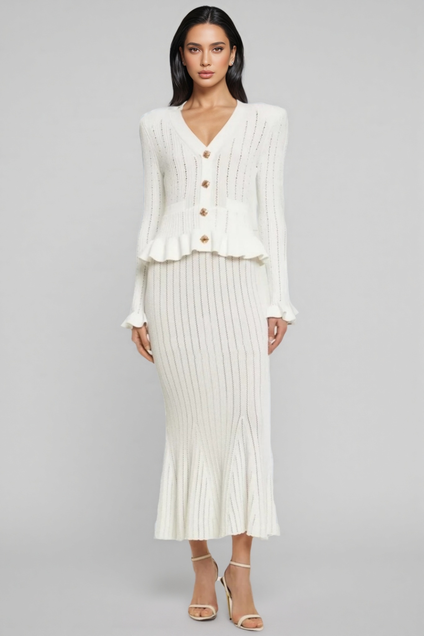 Raya Ruffle Hem Knit Maxi Dress Set