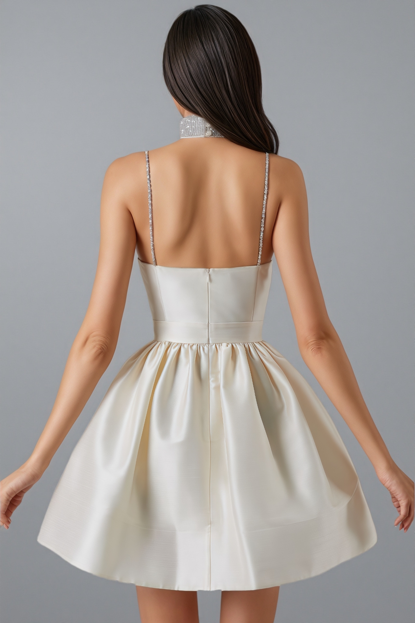 Joryed White Pleated Camisole Mini Dress