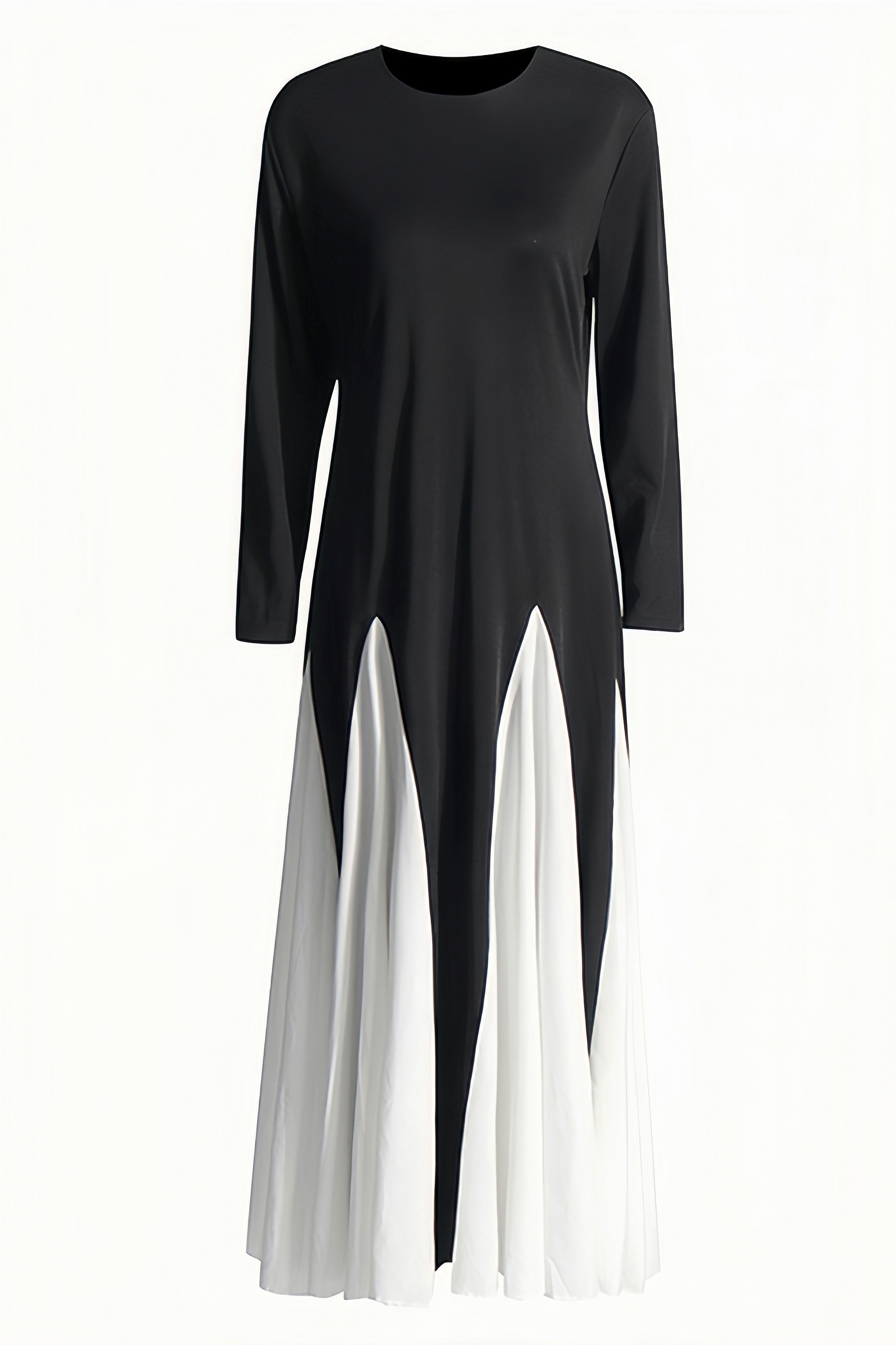 Liwy Black And White Clashing Long Sleeve Maxi Dress