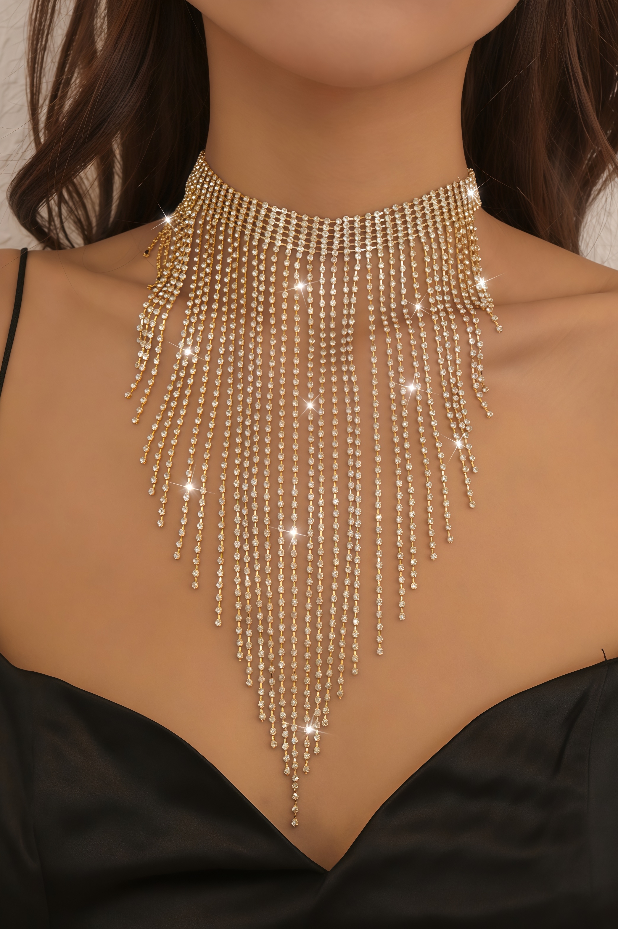 Oriana Tassel Rhinestone Necklace