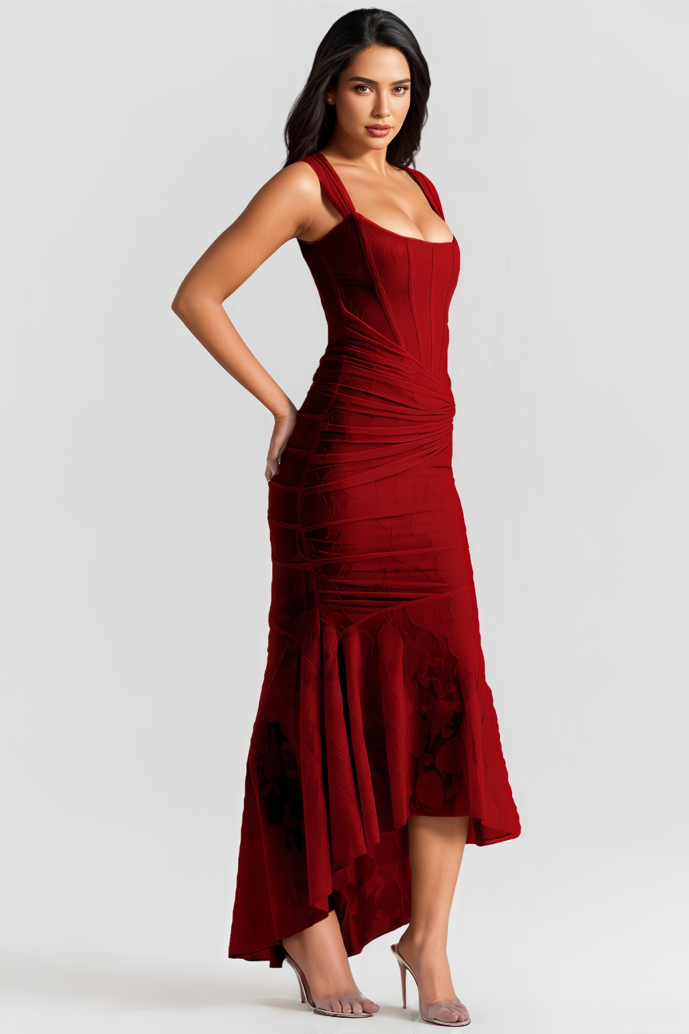 Cynaf Red Floral Maxi Dress