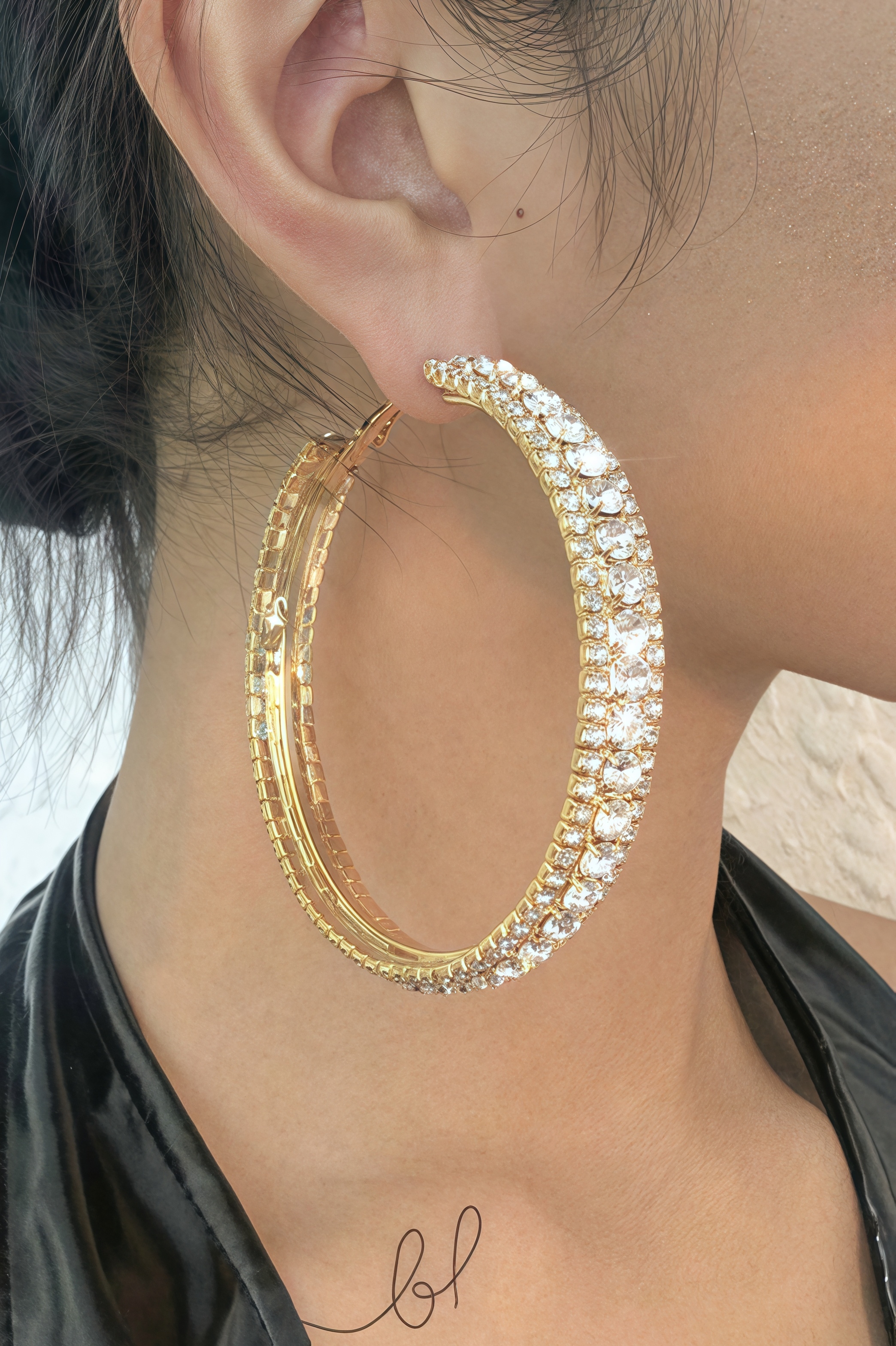 Soraya Large Hoops Diamonds Earrings