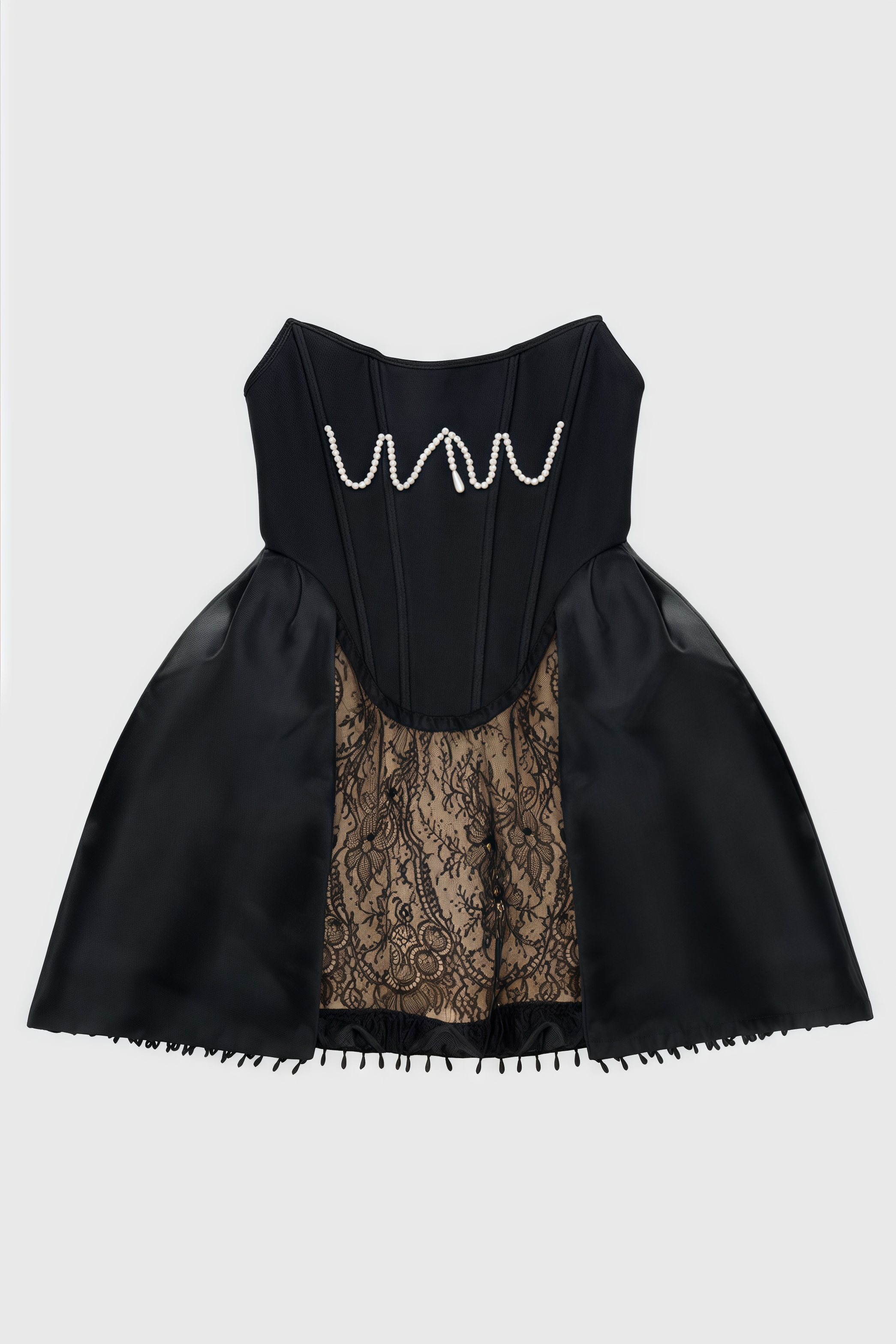 Viork Black Pearl Lace Mini Dress