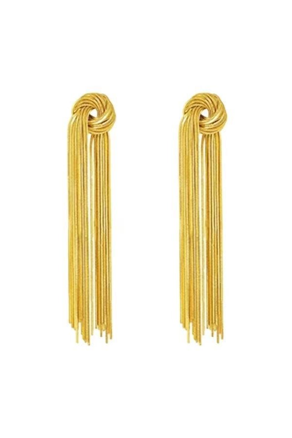 Delilah Knotted Snakebone Chain Tassel Earrings