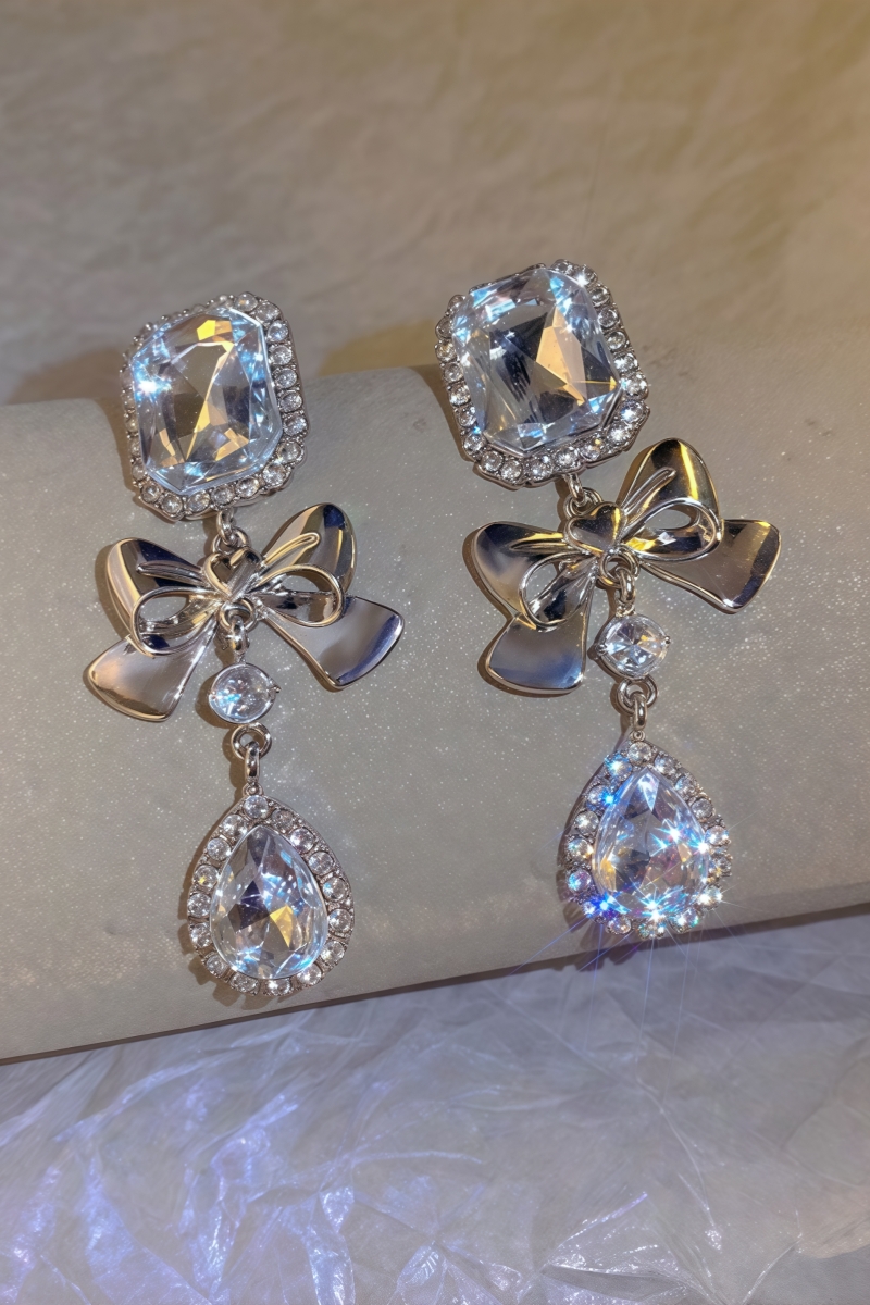 Anselr Bow Water Drop Earrings