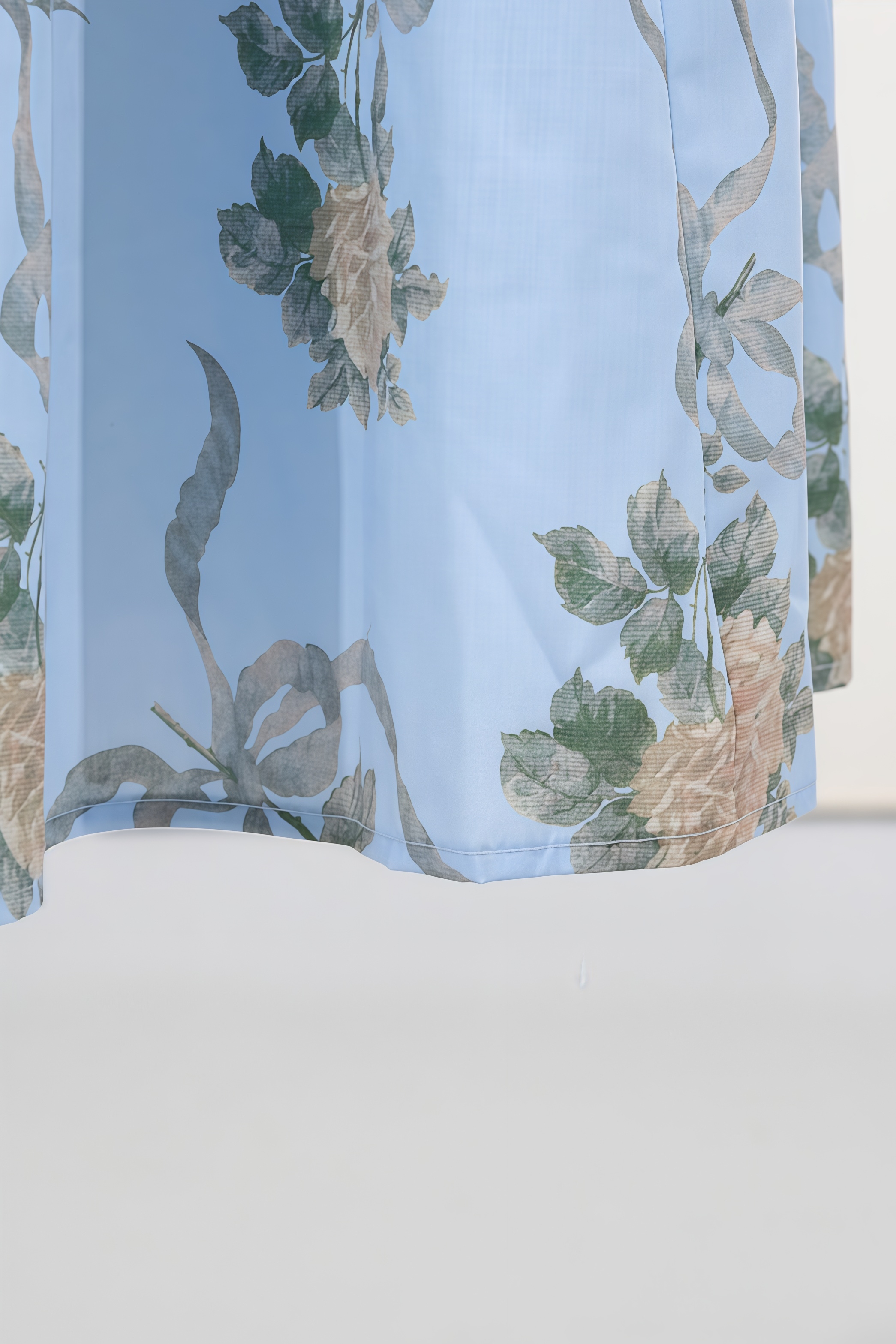 Aelin Blue Vintage Rose Print Cotton Midi Dress