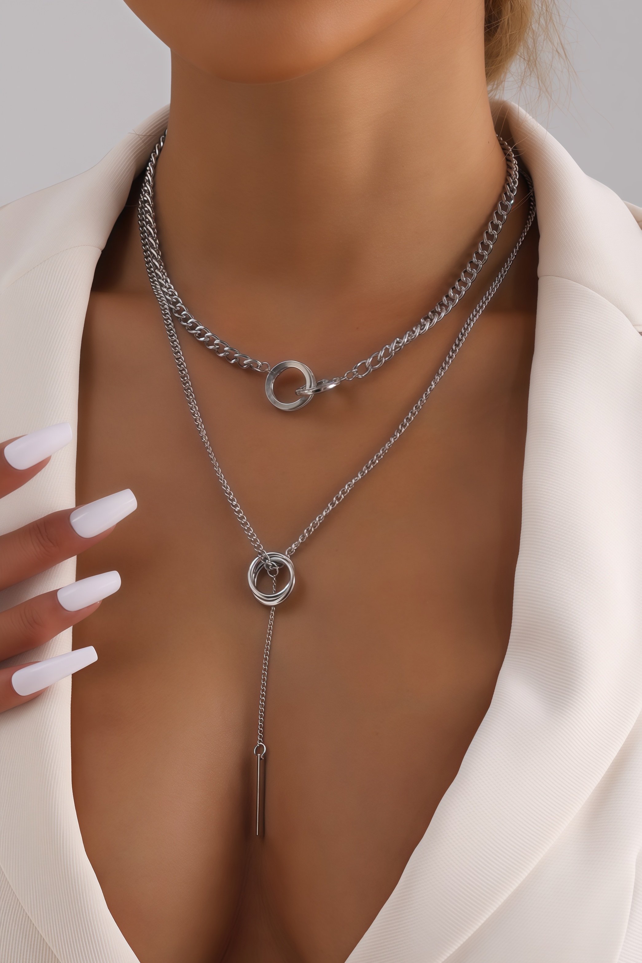 Aldous Double Loop Tassel Pendant Necklace