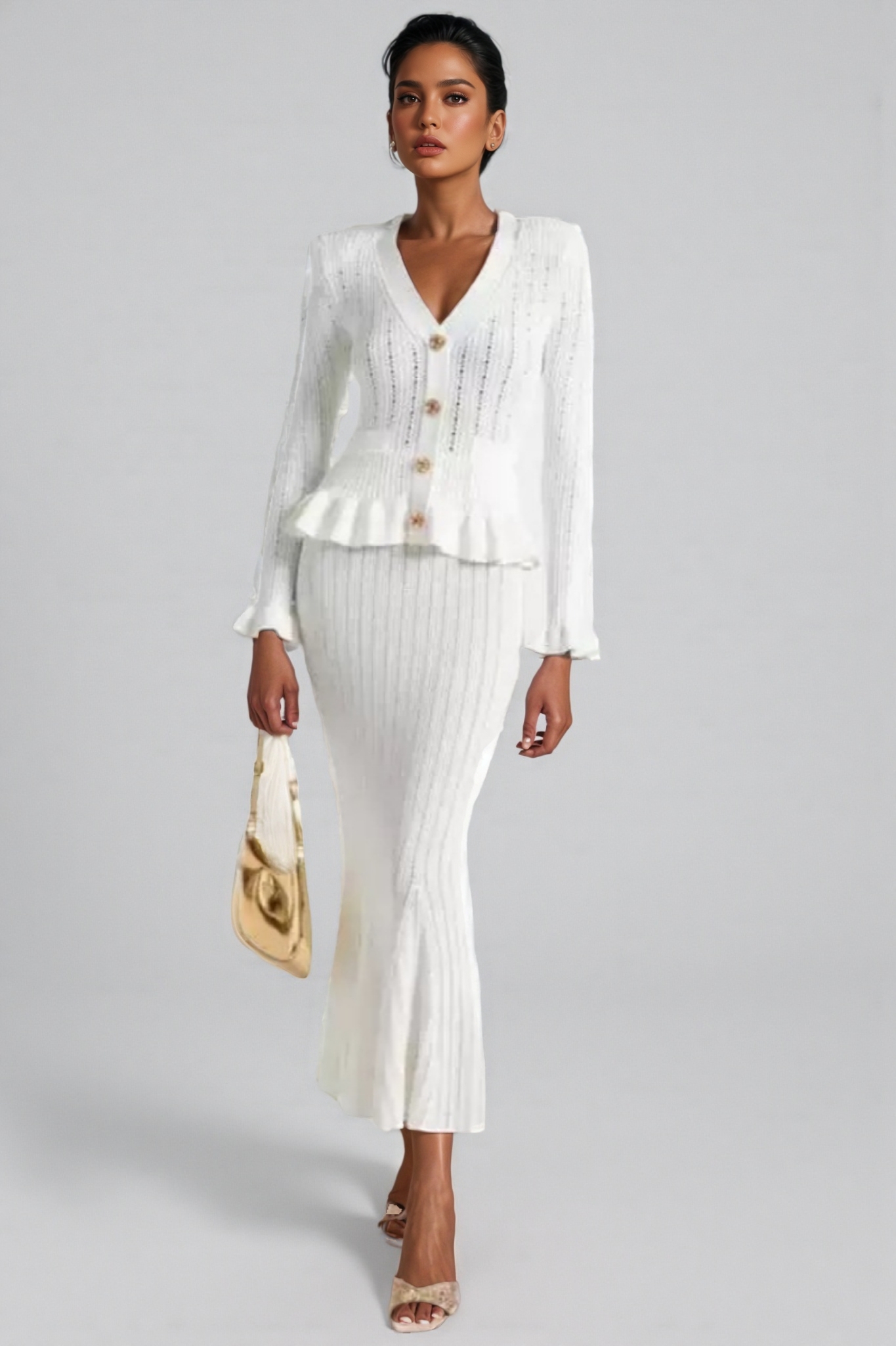 Raya Ruffle Hem Knit Maxi Dress Set