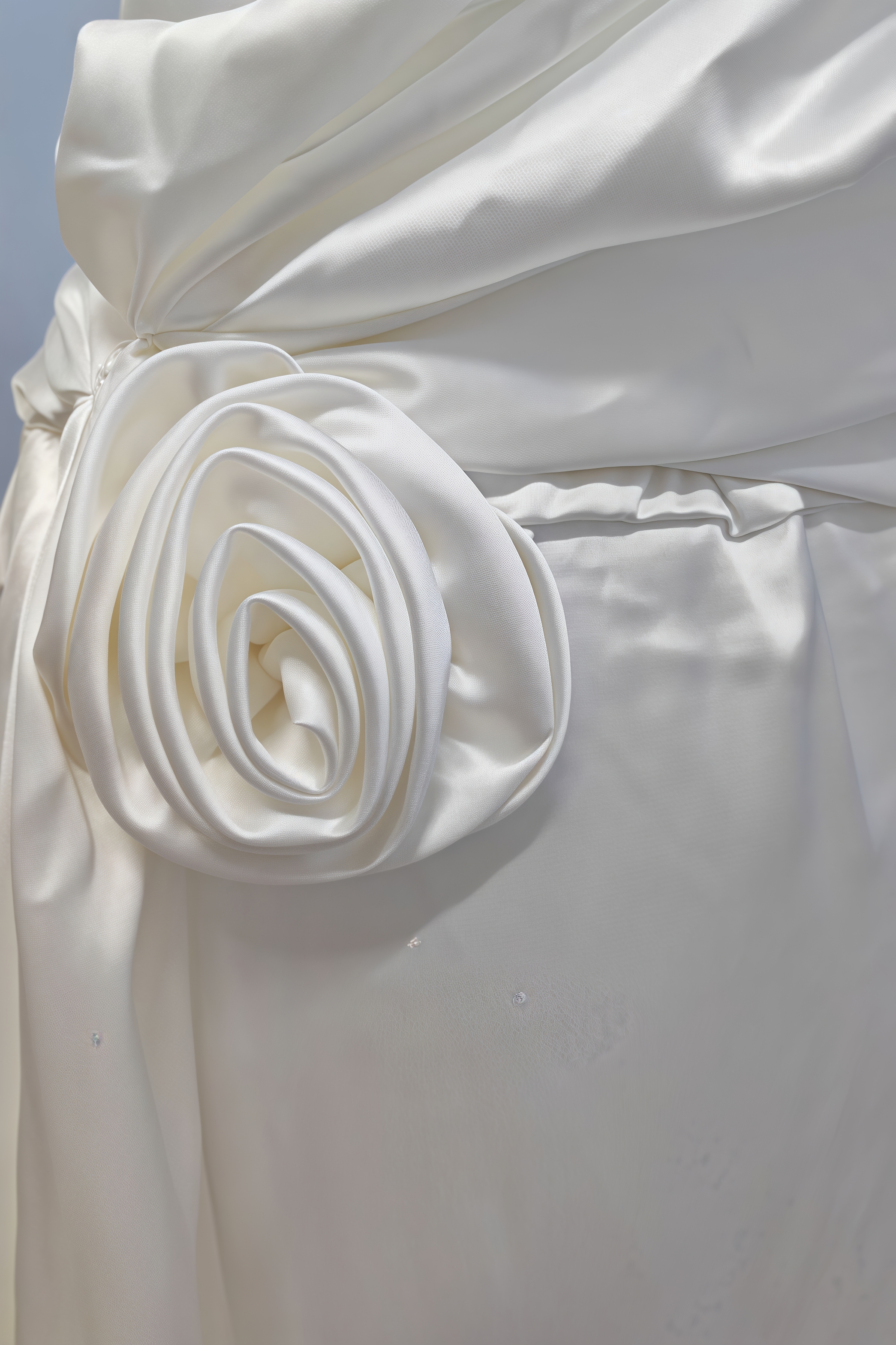 Meirk 3D Flower Satin Backless Split Maxi Dress