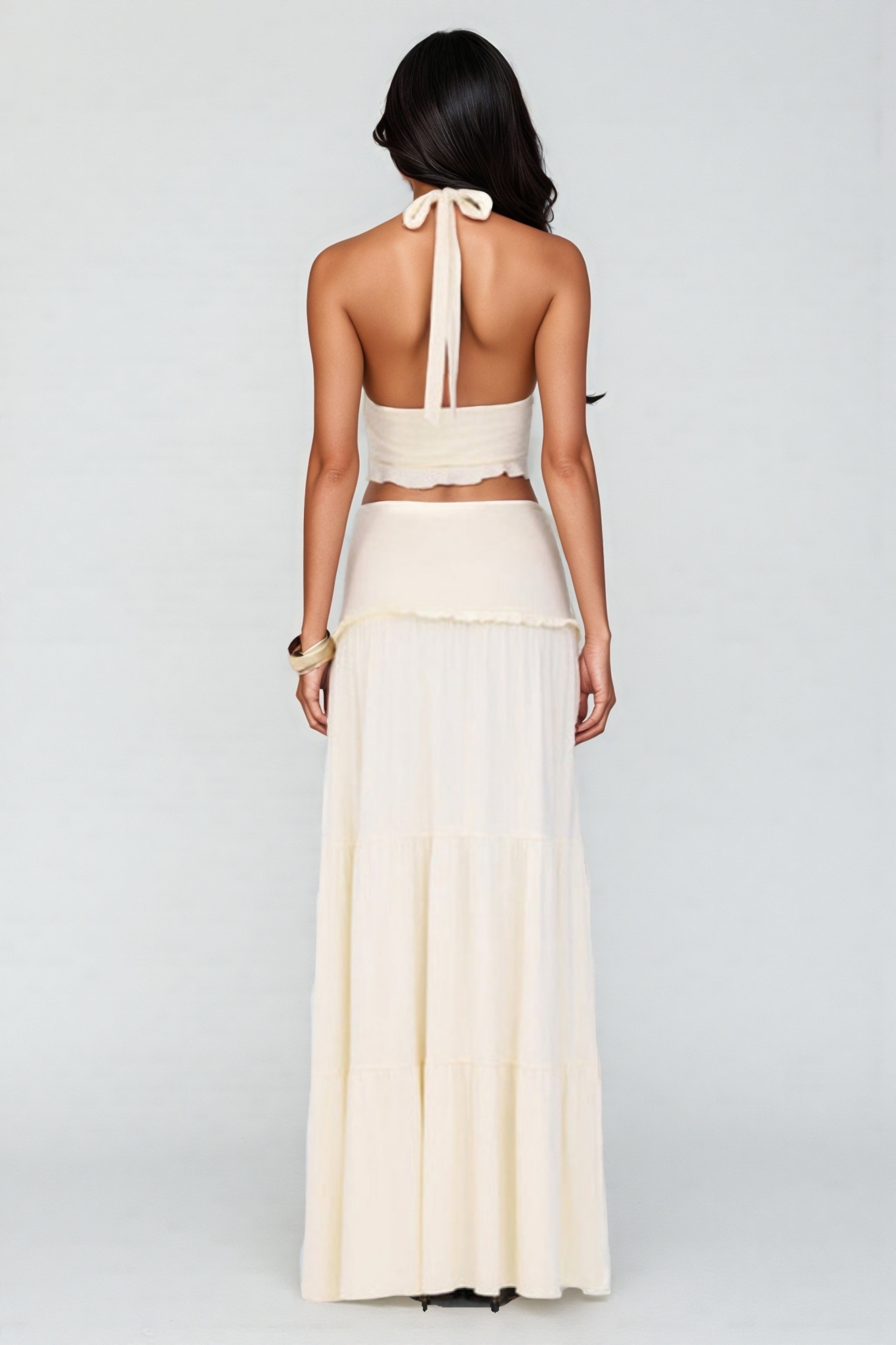 Posy Backless Top Low Waist Maxi Dress Set