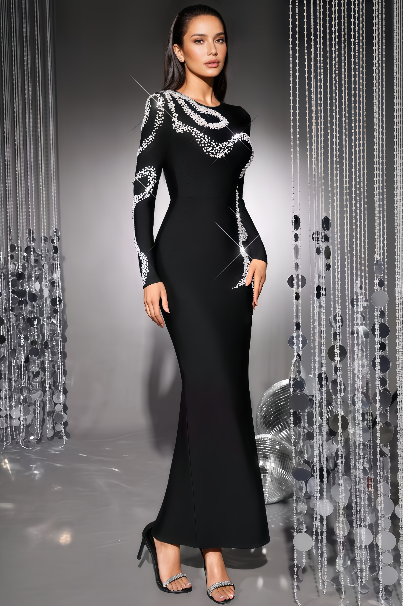 Trudie Sequin Bandage Maxi Dress