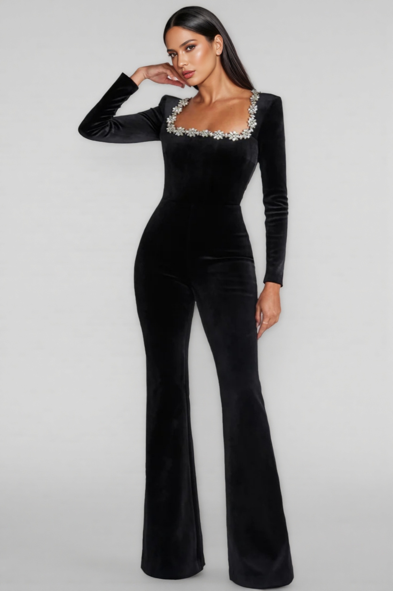 Magni Long Sleeve Studded Jumpsuit